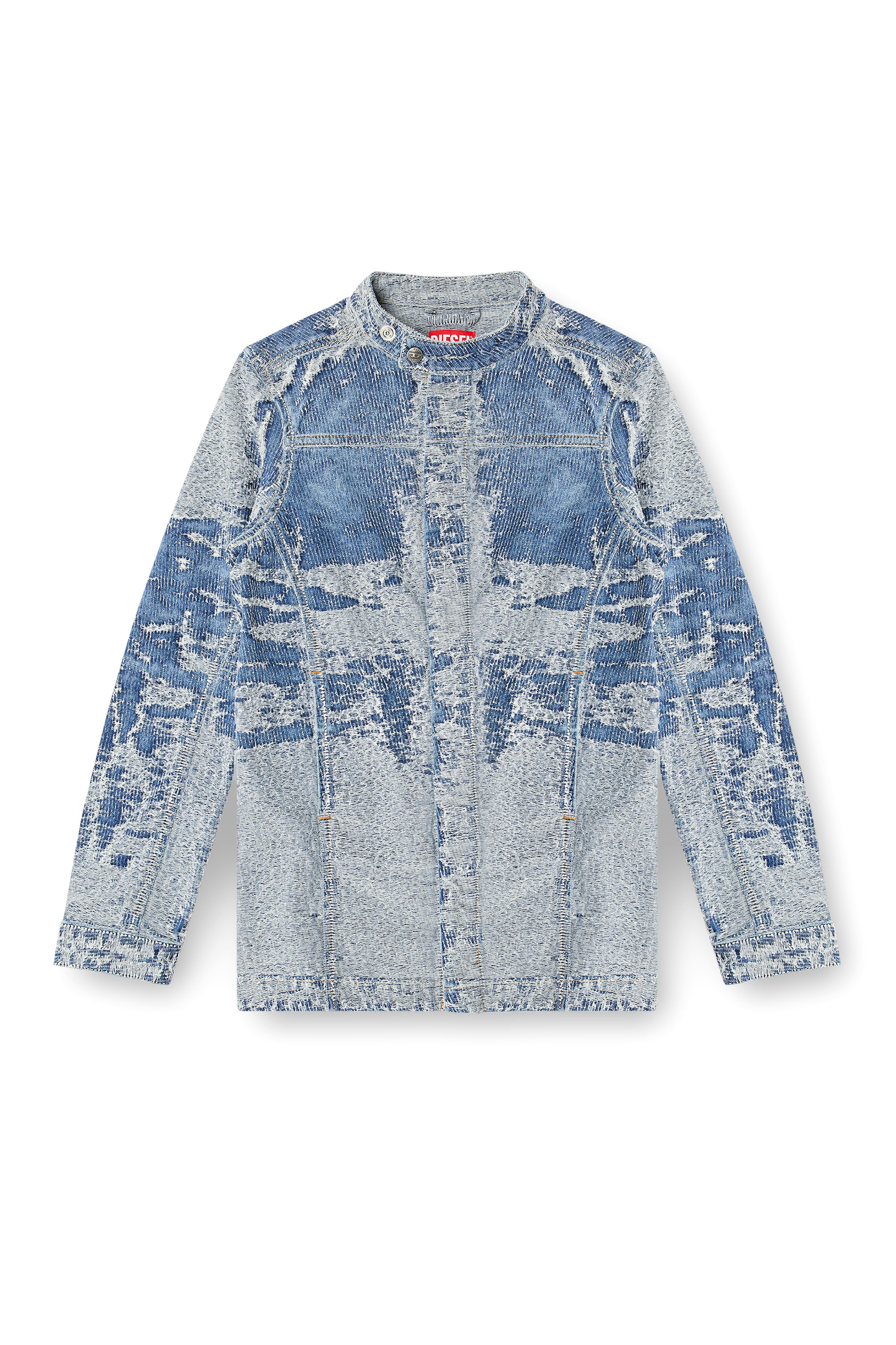 Diesel - DE-MOR-S1, Damen Jacke aus vielgetragenem Jacquard-Denim in Mittelblau - 3