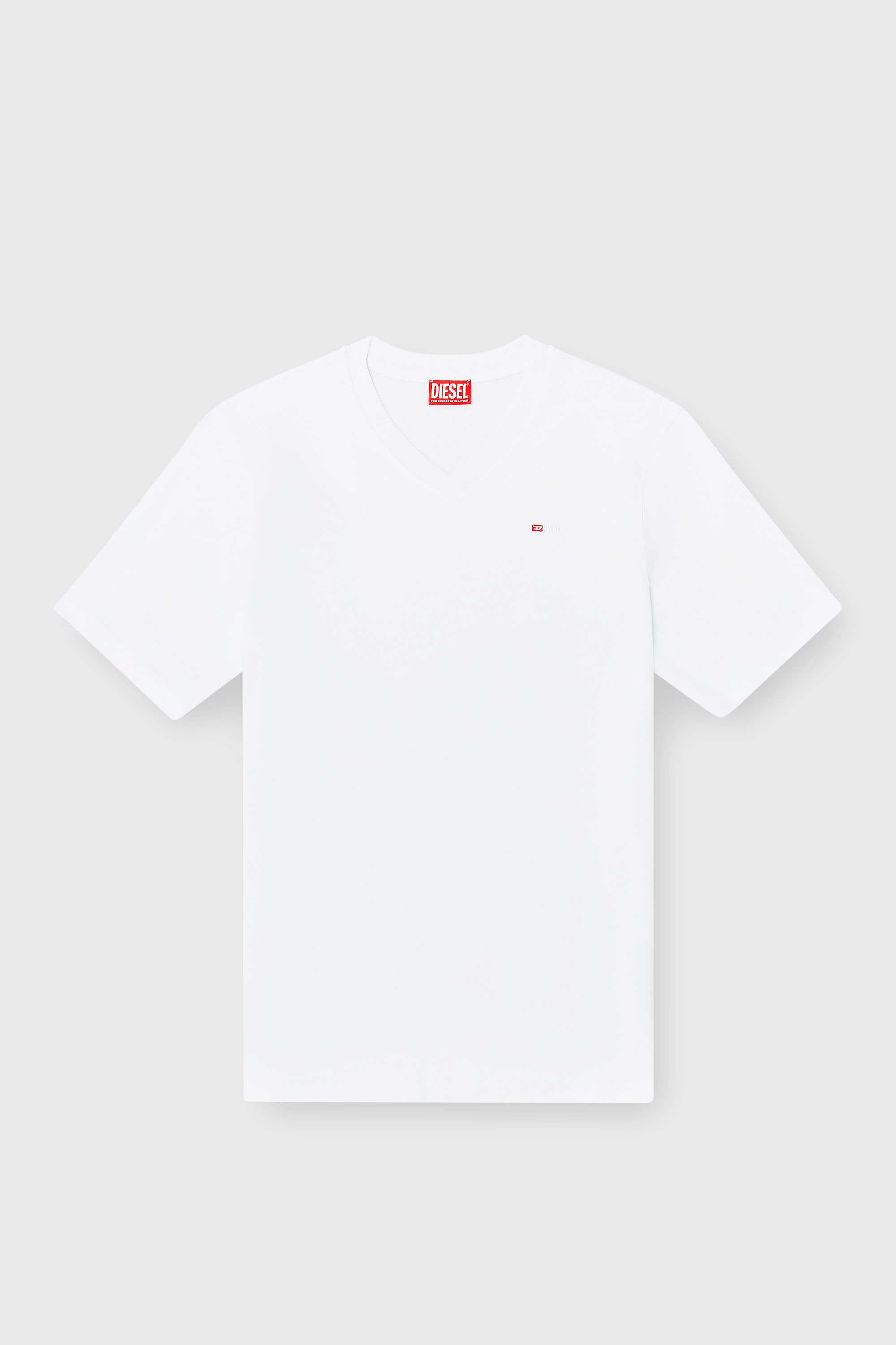 Diesel - T-ADJUST-V-MICRODIV, T-shirt con scollo a V con micro ricamo logo Uomo in Bianco - 2