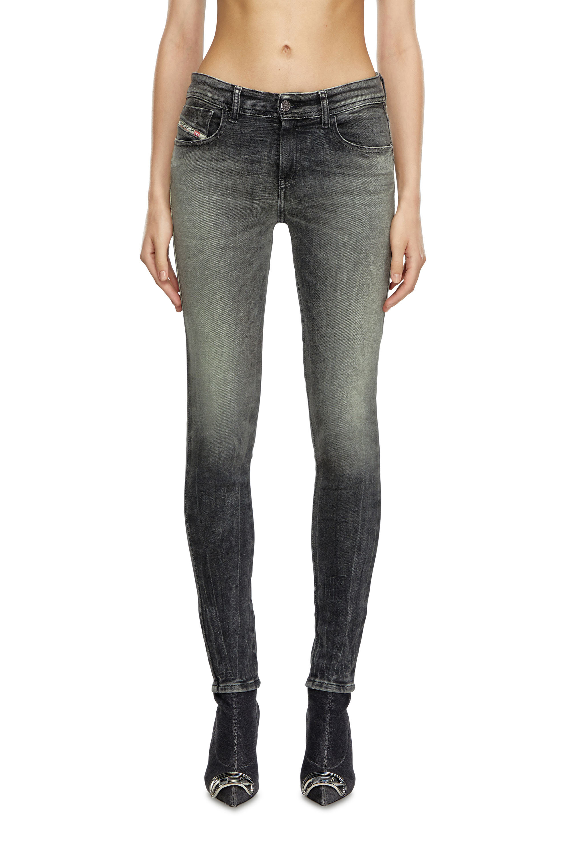 Diesel - Super skinny Jeans 2017 Slandy 09J08 Femme, Noir/Gris foncé - Image 1