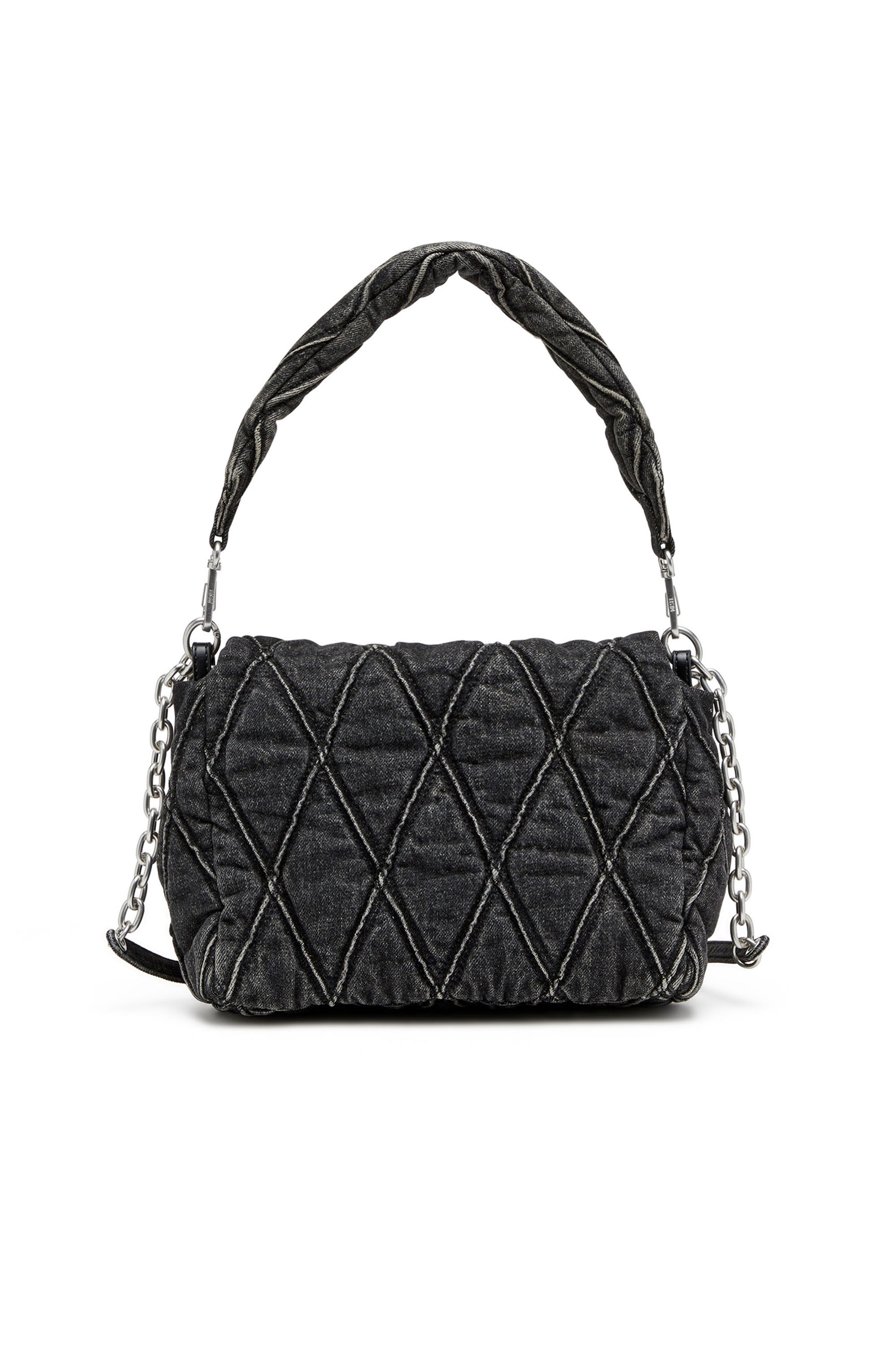 Diesel - CHARM-D SHOULDER M, Charm-D M-Borsa a spalla in denim trapuntato Donna in Nero - 3