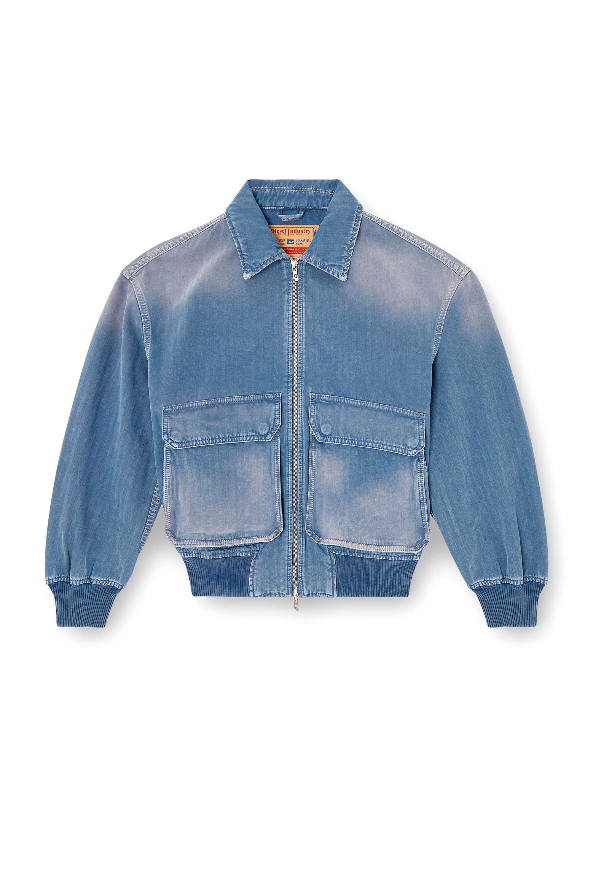 Diesel - D-KURZ, Unisex Jacke aus farbigem Fischgräten-Denim in Hellblau - 3