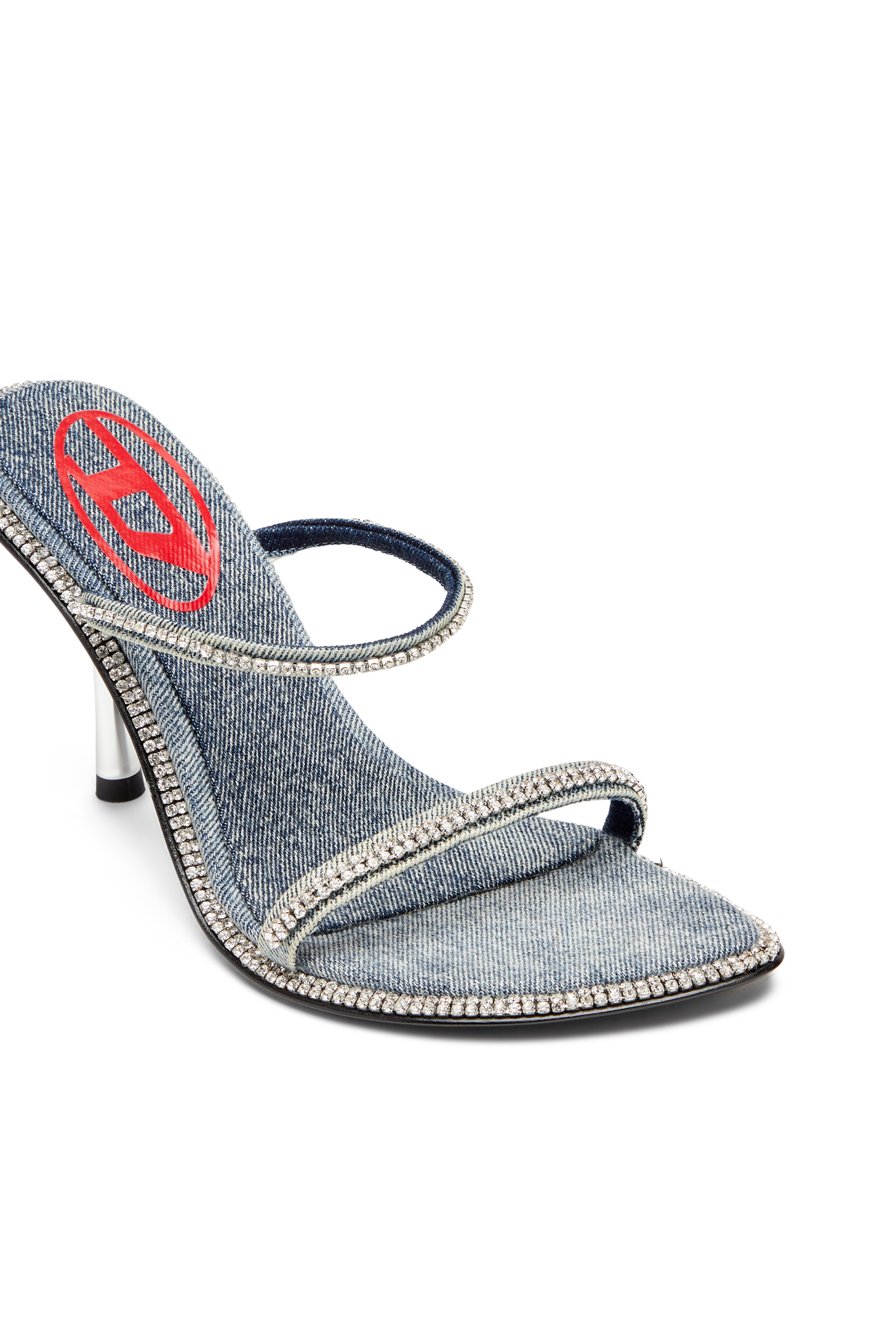 Diesel - D-HAVANNA SDL, Mules à talons en denim avec cristaux Femme in Bleu - 5