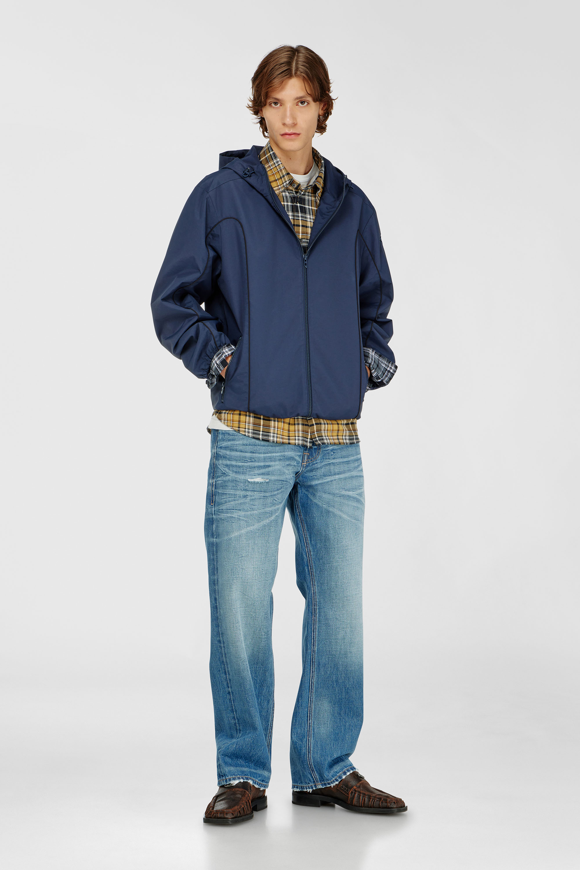 Diesel - J-HIVES-WRD, Coupe-vent avec passepoil contrast&eacute; Homme in Bleu - 1