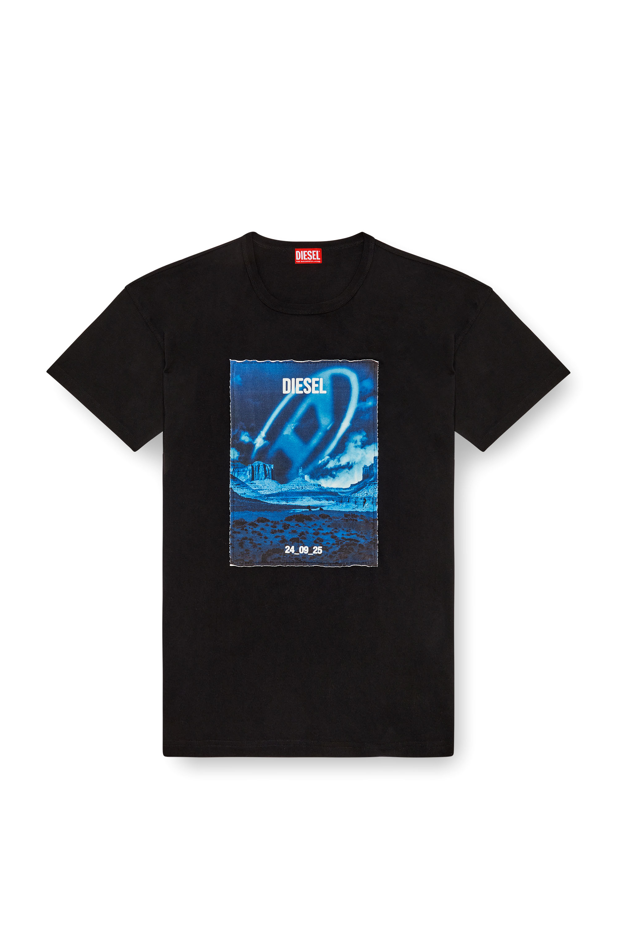 Diesel - T-BOXT-Q16, Homme T-shirt à manches longues avec empiècement imprimé in Noir - Image 3