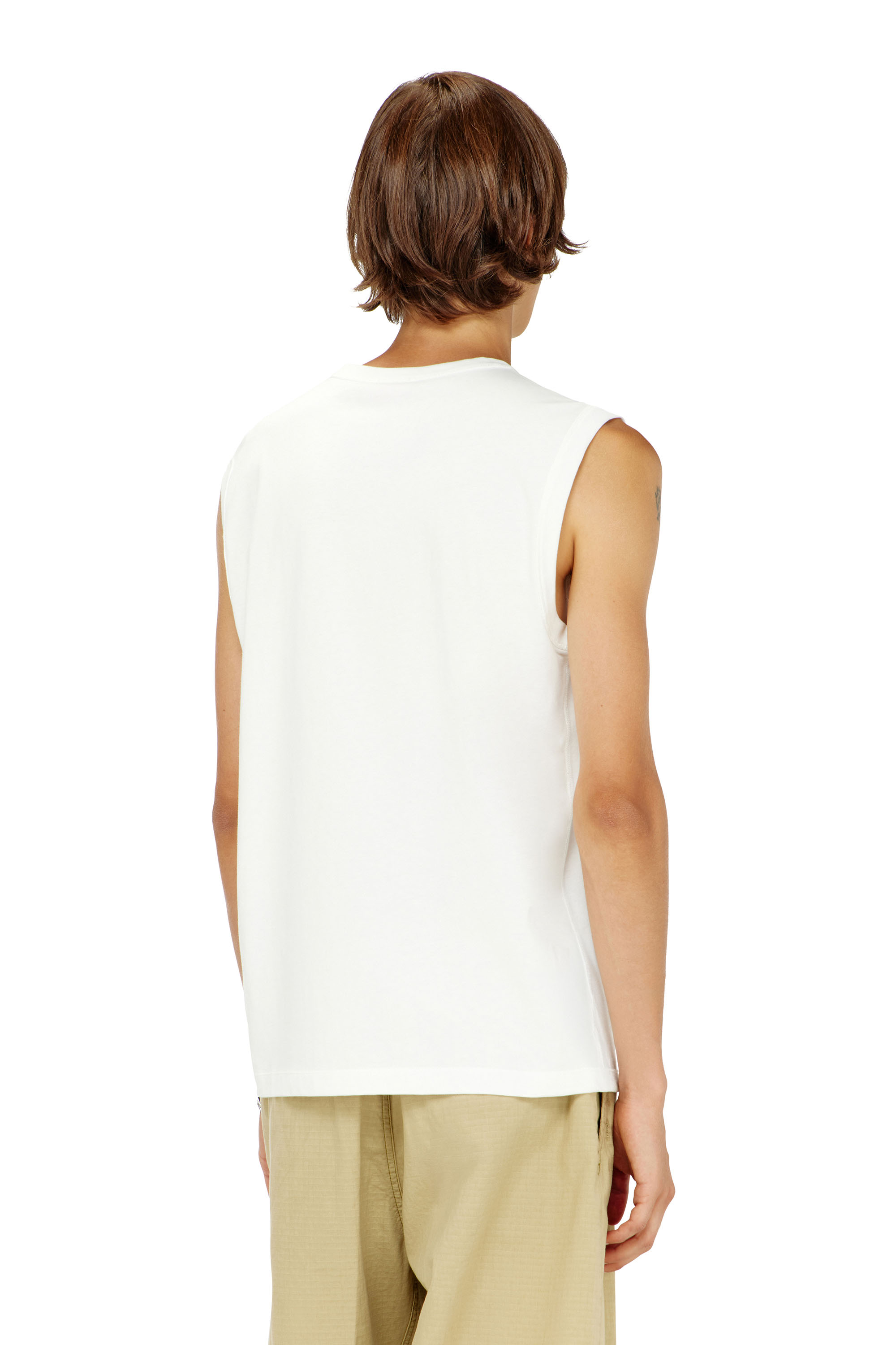 Diesel - T-BISCO-IOD, Canotta in cotone con Oval D metallizzata Uomo in Bianco - 4