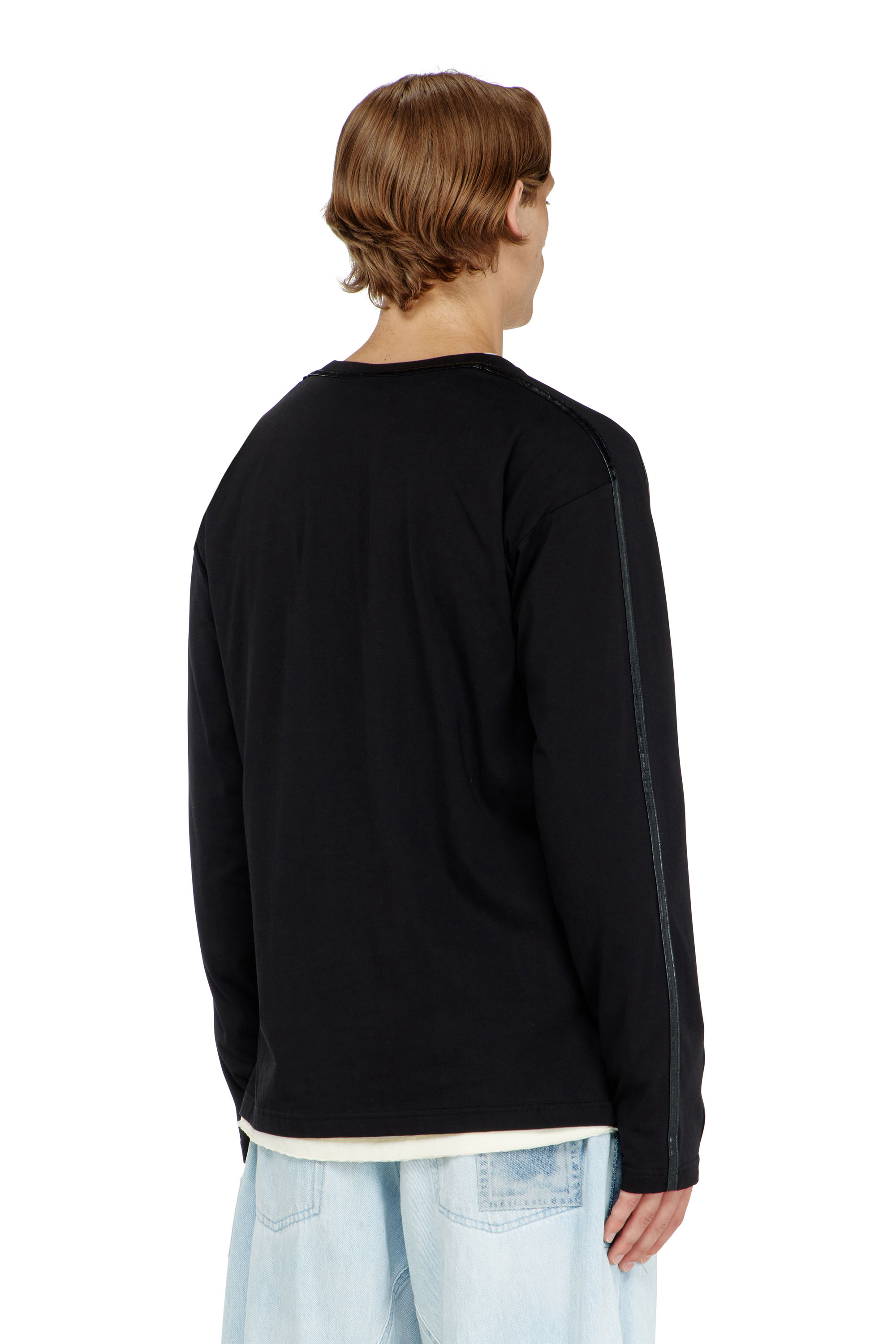 Diesel - T-NORM-LS-FL, T-shirt &agrave; manches longues avec finitions ton sur ton Homme in Noir - 4