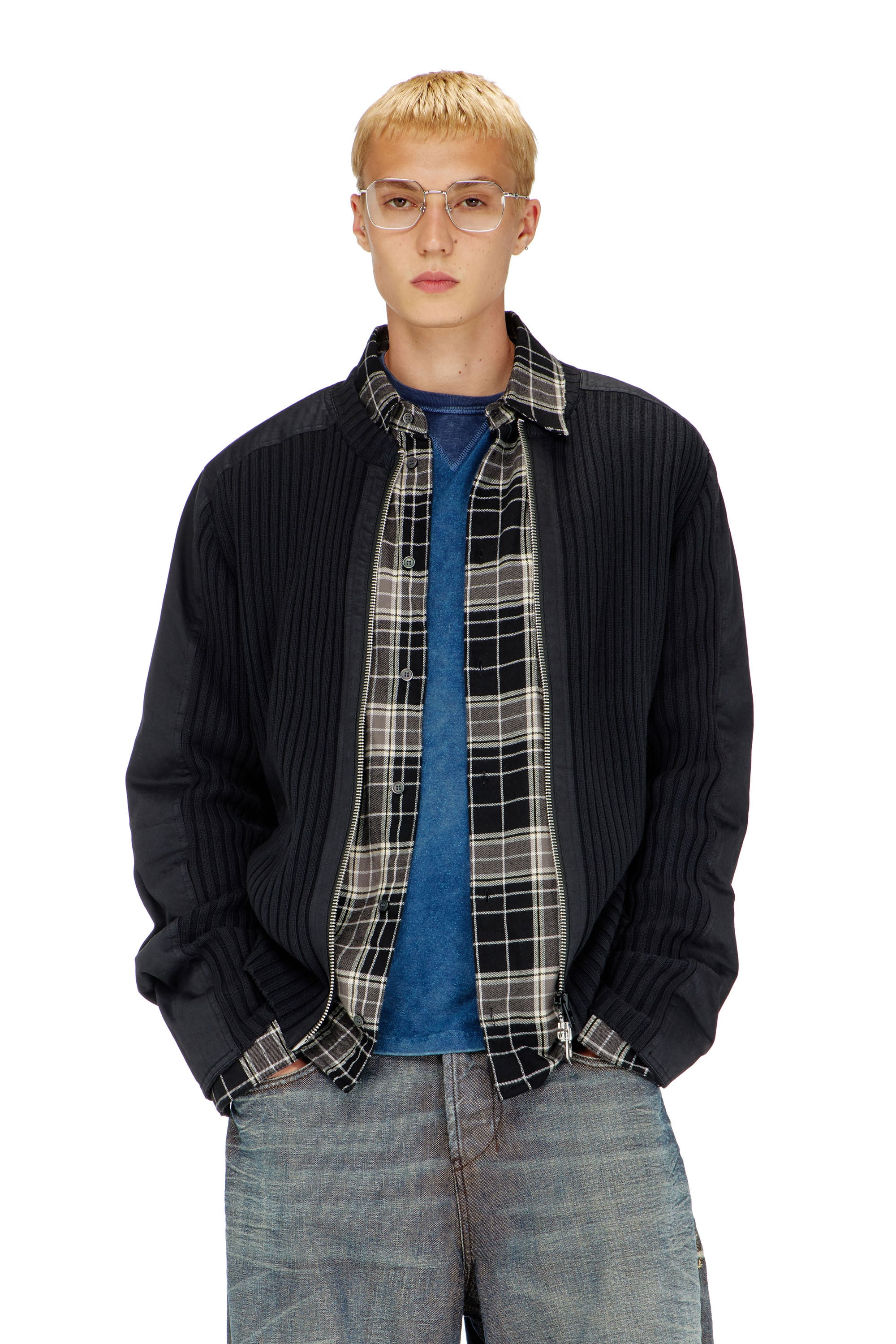 Diesel - K-MATTY, Herren Rei&szlig;verschluss-Cardigan mit Utility-Eins&auml;tzen in Schwarz - 1