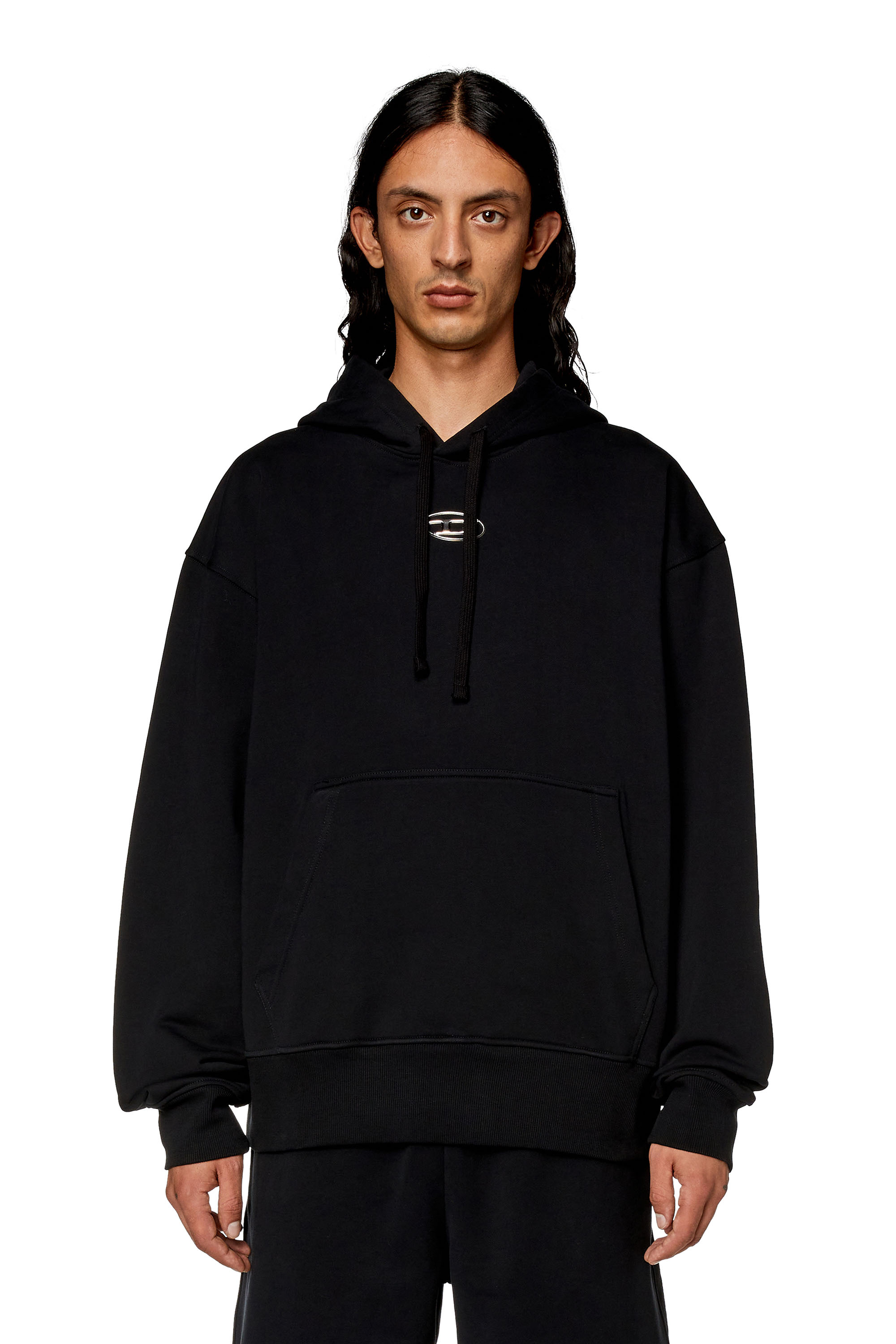 Diesel - S-MACS-HOOD-OD, Herren Hoodie in Übergröße mit Metallic-Logo in Schwarz - 5