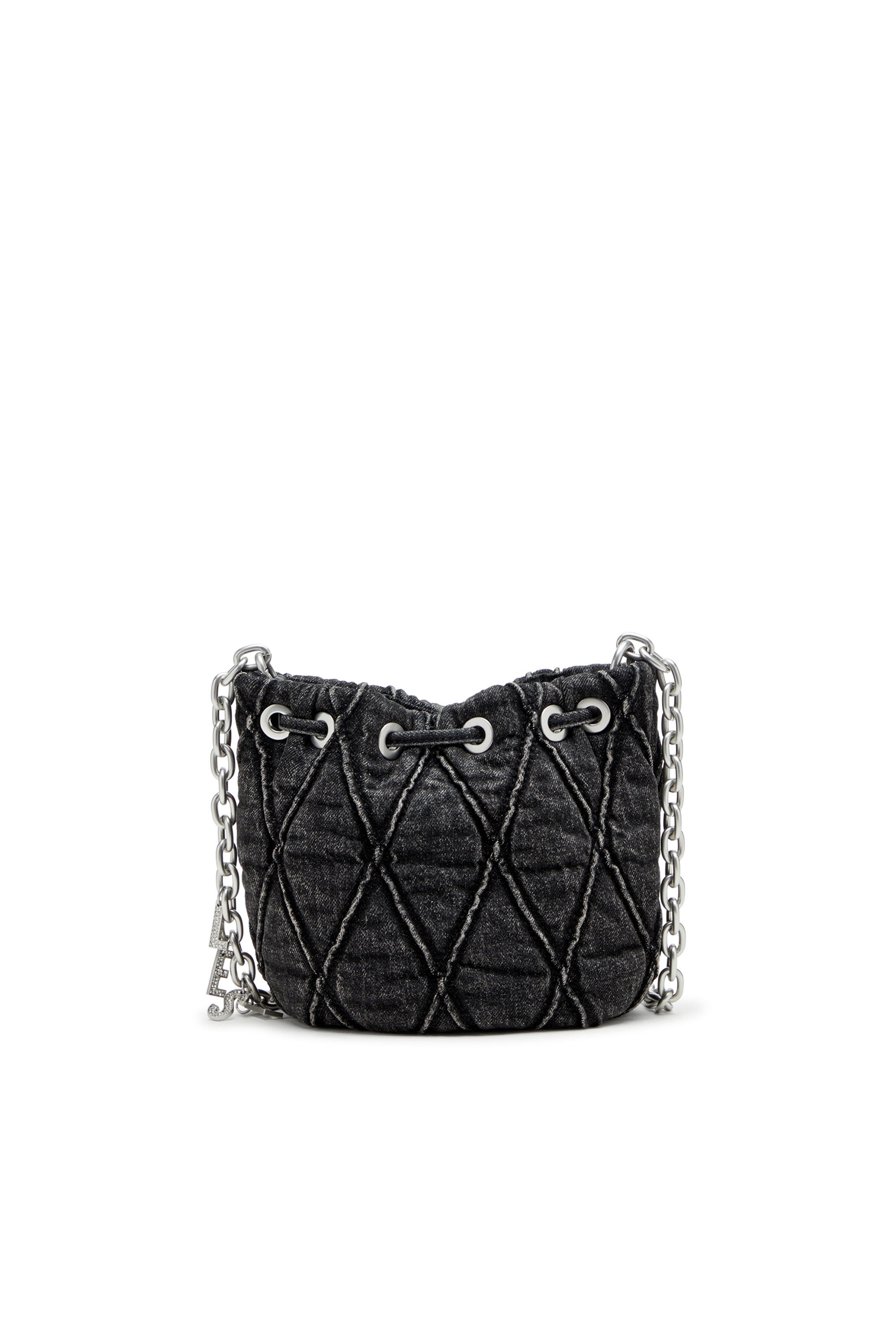 Diesel - CHARM-D BUCKET S, Mini sac seau en denim matelassé traité Femme in Noir - 2