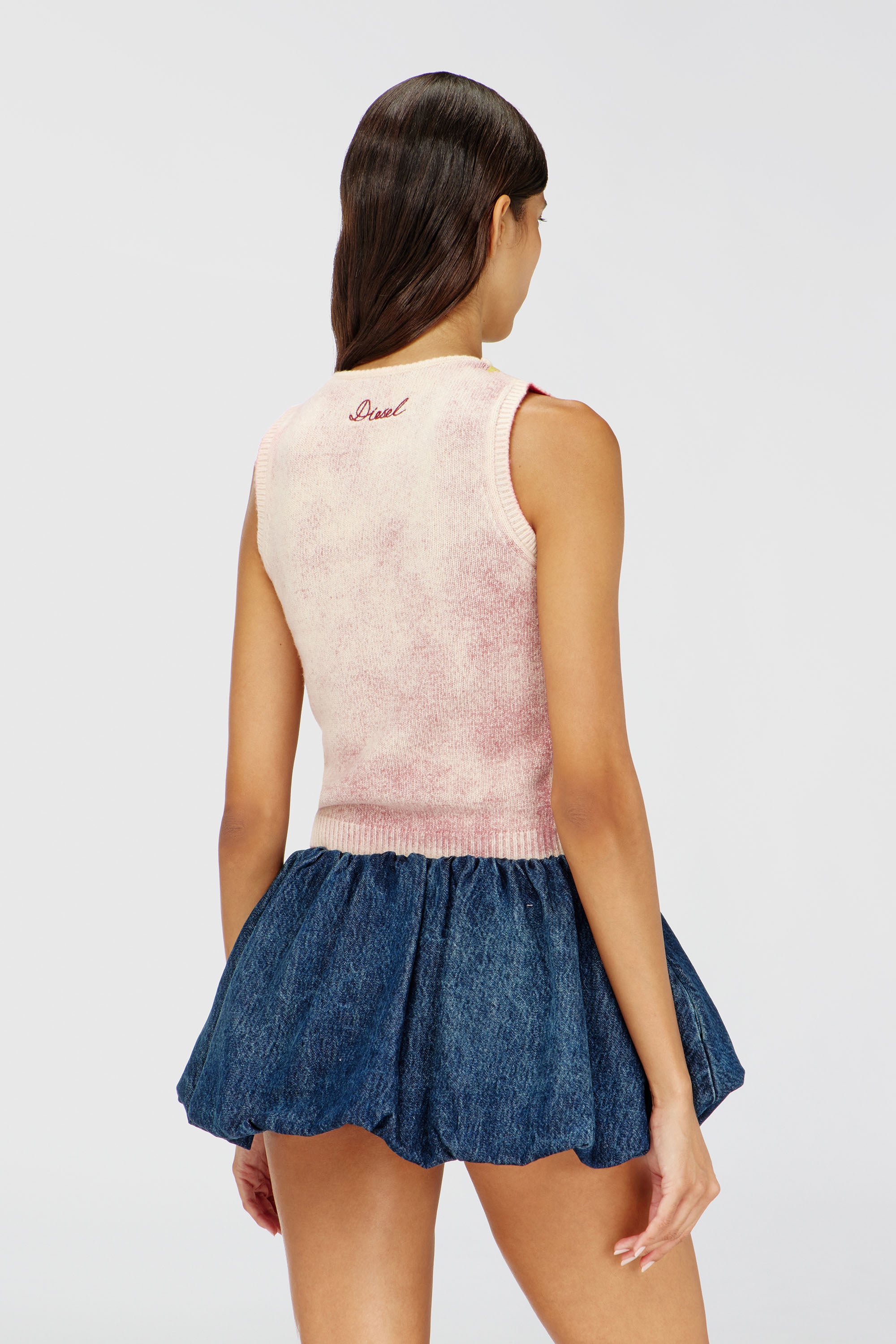 Diesel - M-RARIS, Damen Strickweste aus Wollmischung mit Blumenmuster in Rosa - 4