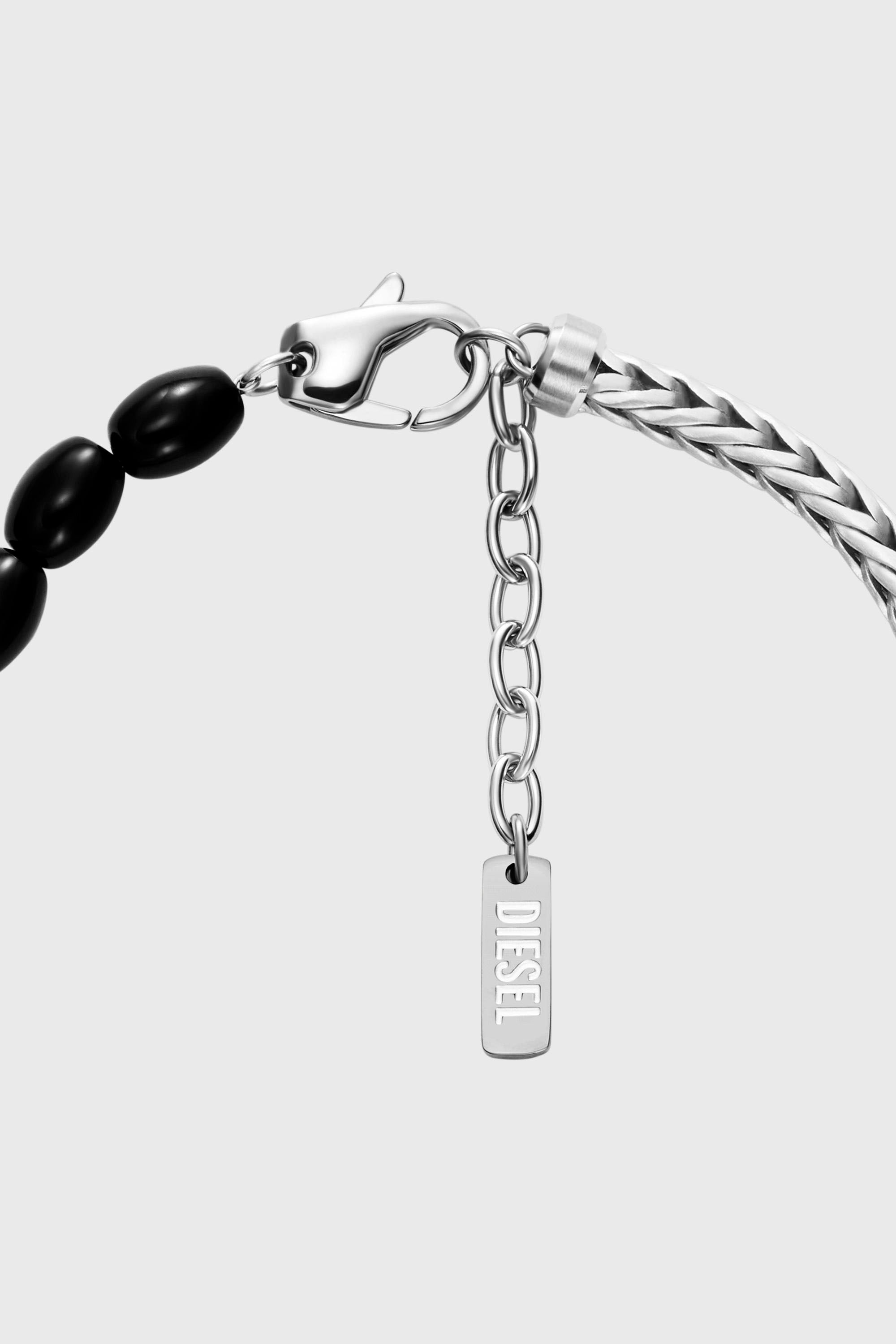Diesel - DX1714040, Bracelet en perles d&rsquo;agate noire Mixte in Gris argent&eacute; - 2