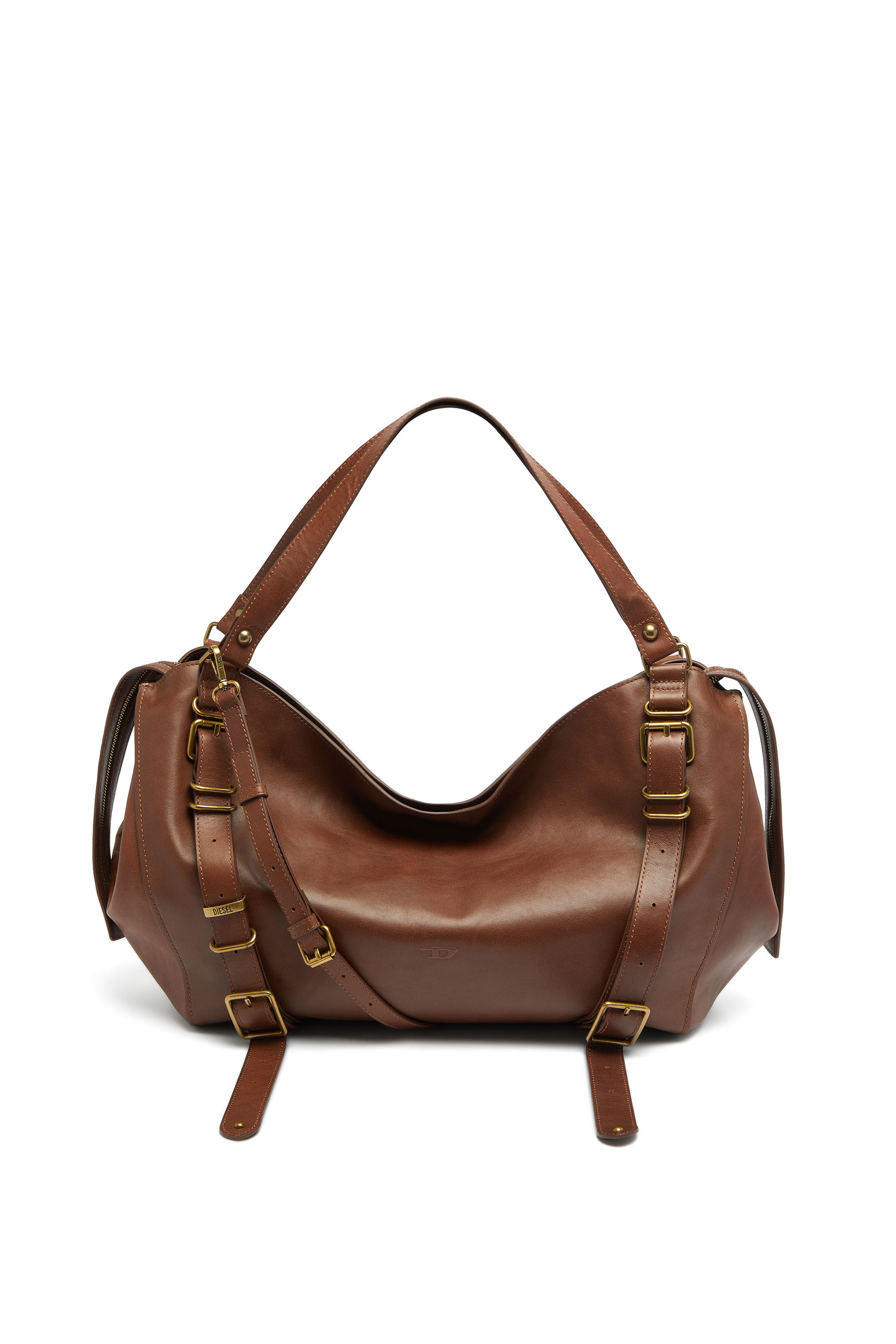 Diesel - D-ONE TOPHANDLE L, Unisex D-One-Large Henkeltasche aus behandeltem Leder in Braun - 1