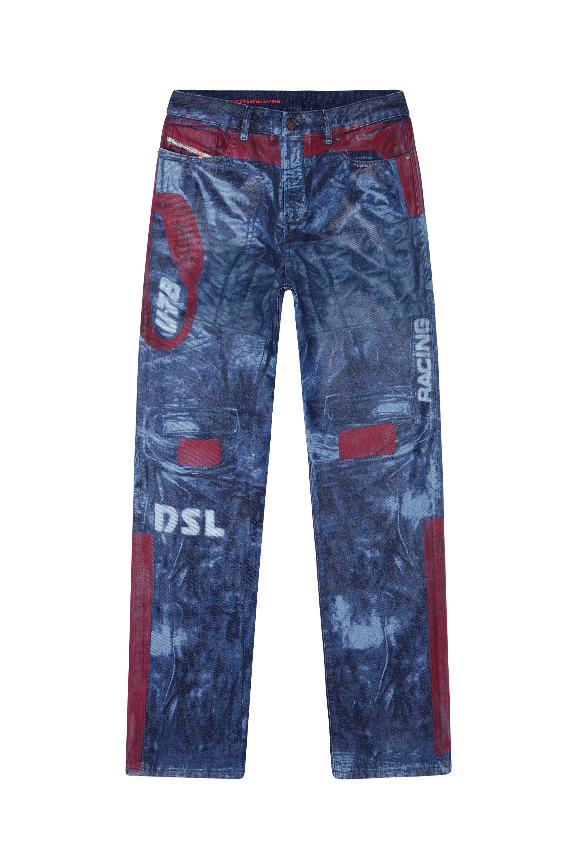 Diesel - 1955 09D26 Straight Jeans, Blu/Rosso - Image 1