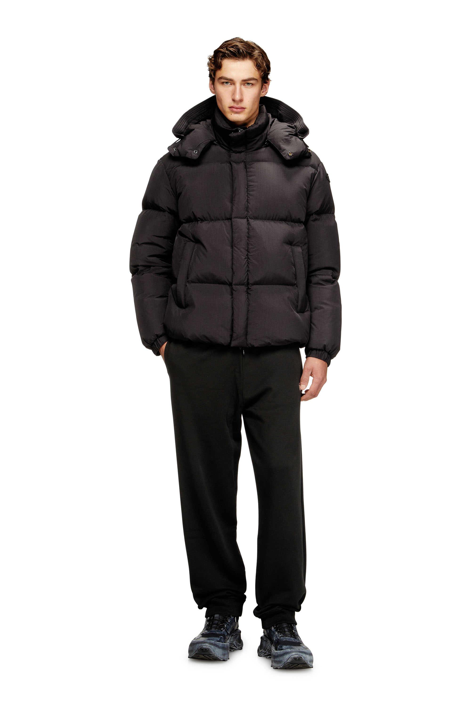 Diesel - W-ROLFYS-WRD, Herren Gesteppte Daunenjacke aus ViralOff&reg; Taslan in Dunkelgrau - 1