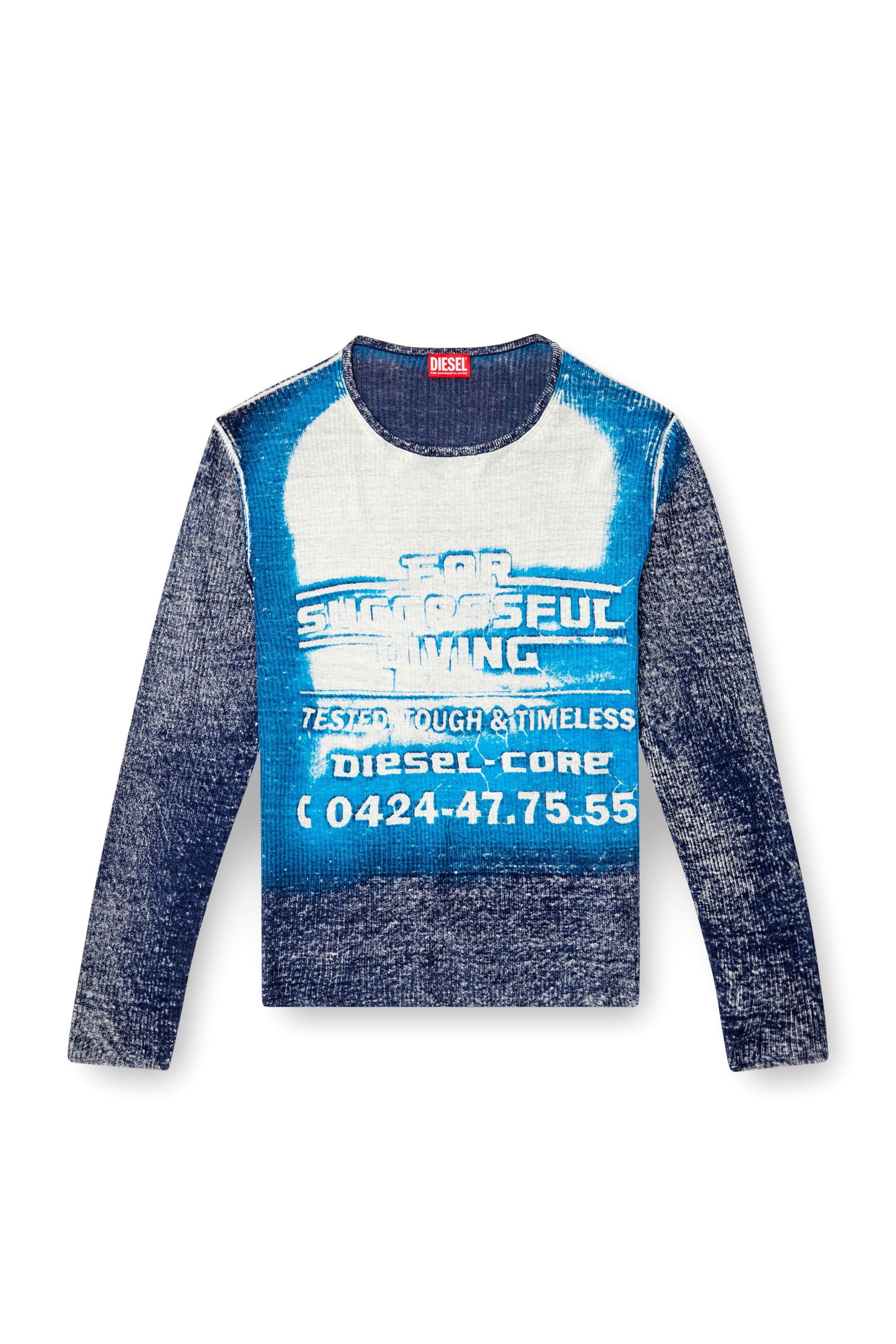 Diesel - K-ROD, Maglia in lino con grafica logo Uomo in Blu - 3