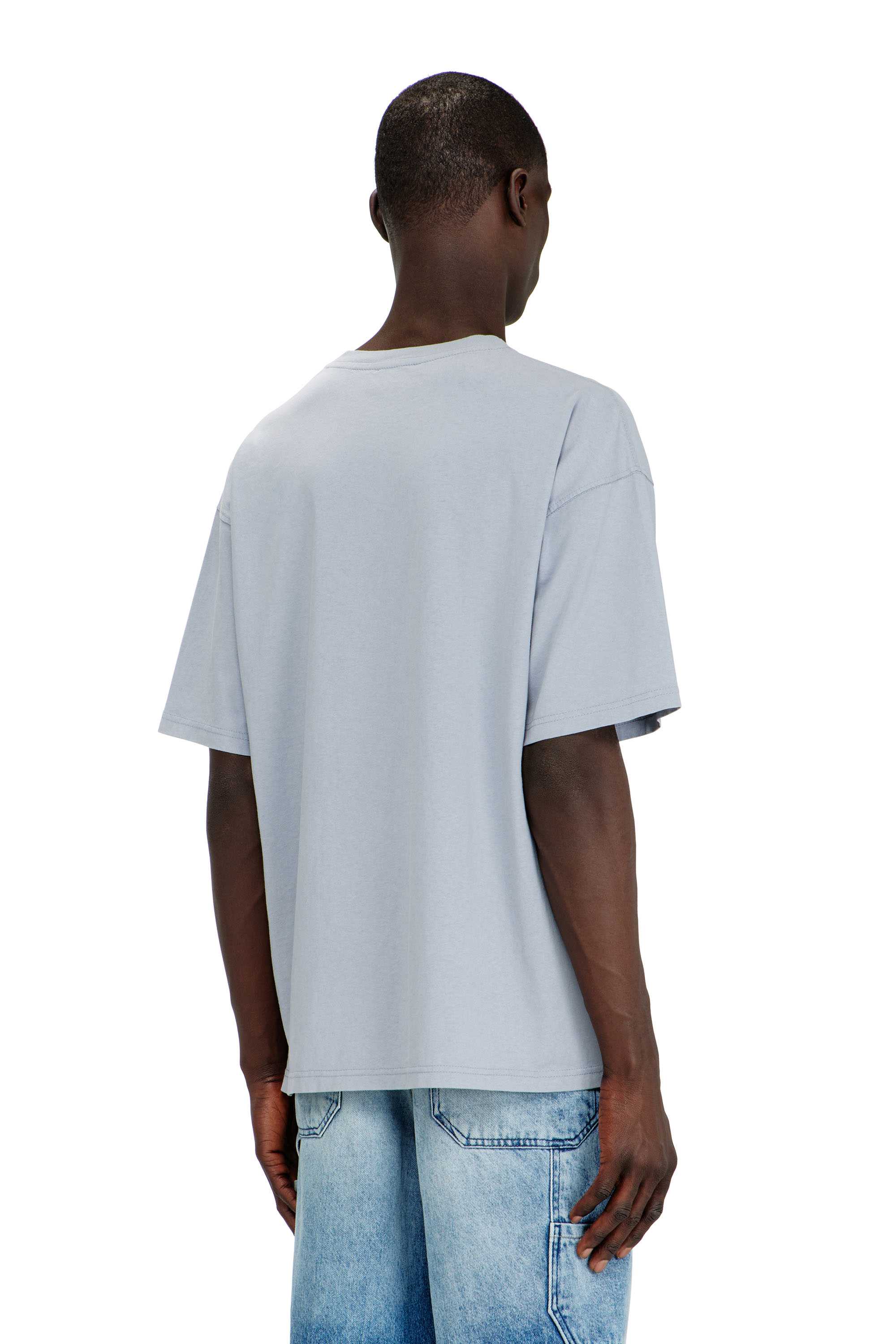 Diesel - T-BOXT-N14, T-shirt avec logo floqu&eacute; effet vieilli Homme in Bleu - 4