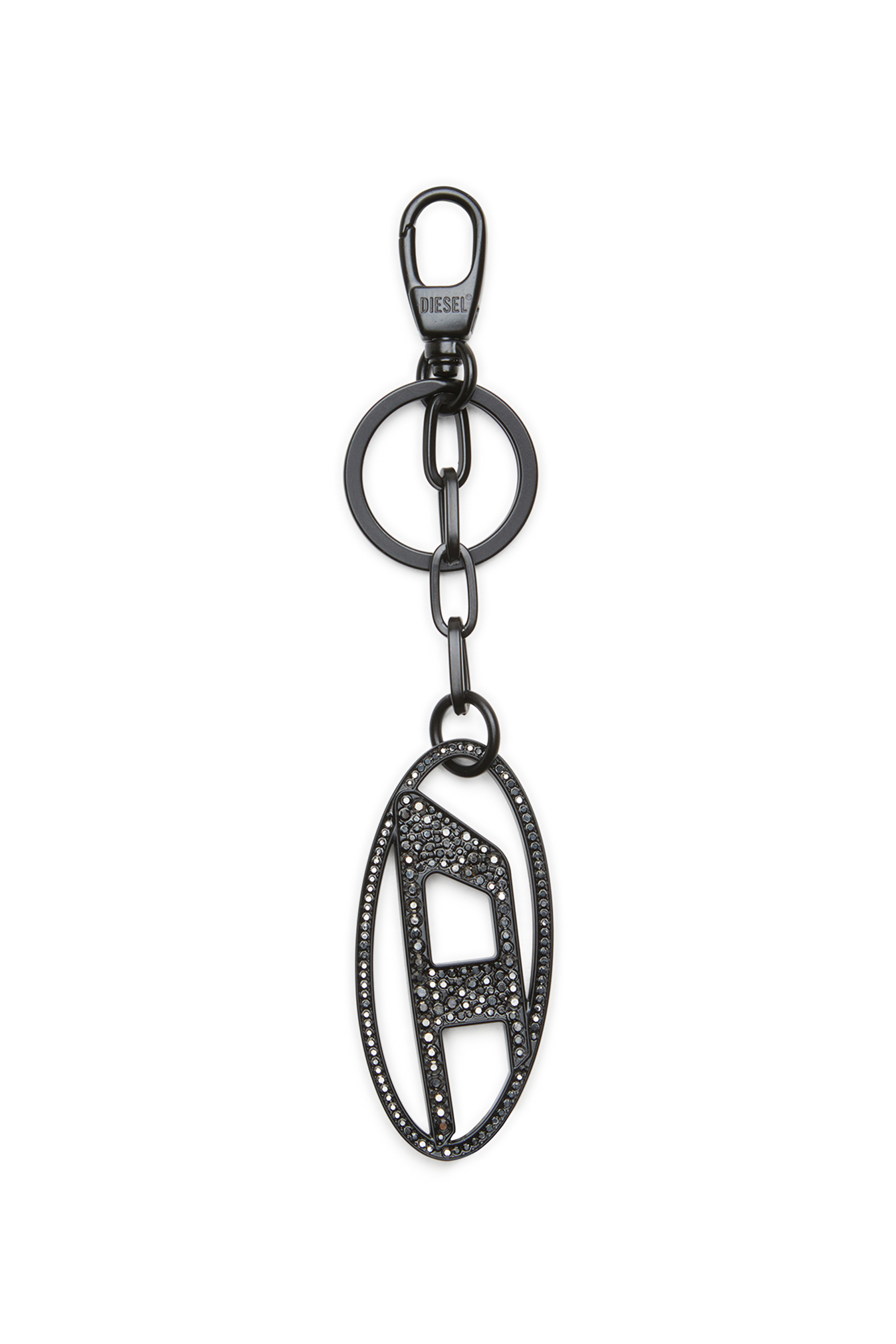Diesel - HOLY-C, Portachiavi Oval D in metallo con cristalli Donna in Nero - 1