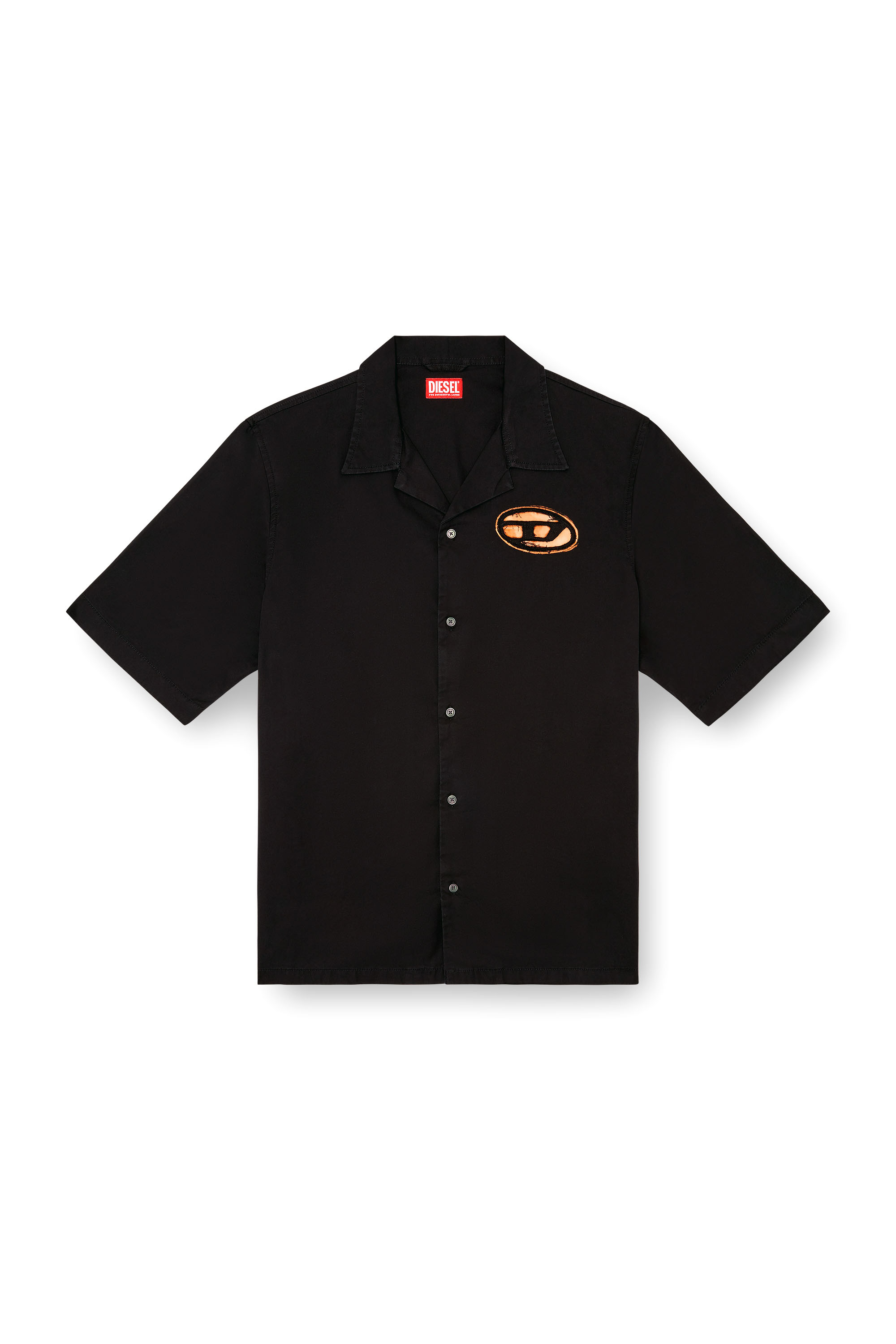 Diesel - S-STAN-BLEACH, Man Bowling shirt with bleached effect in Black - Image 4