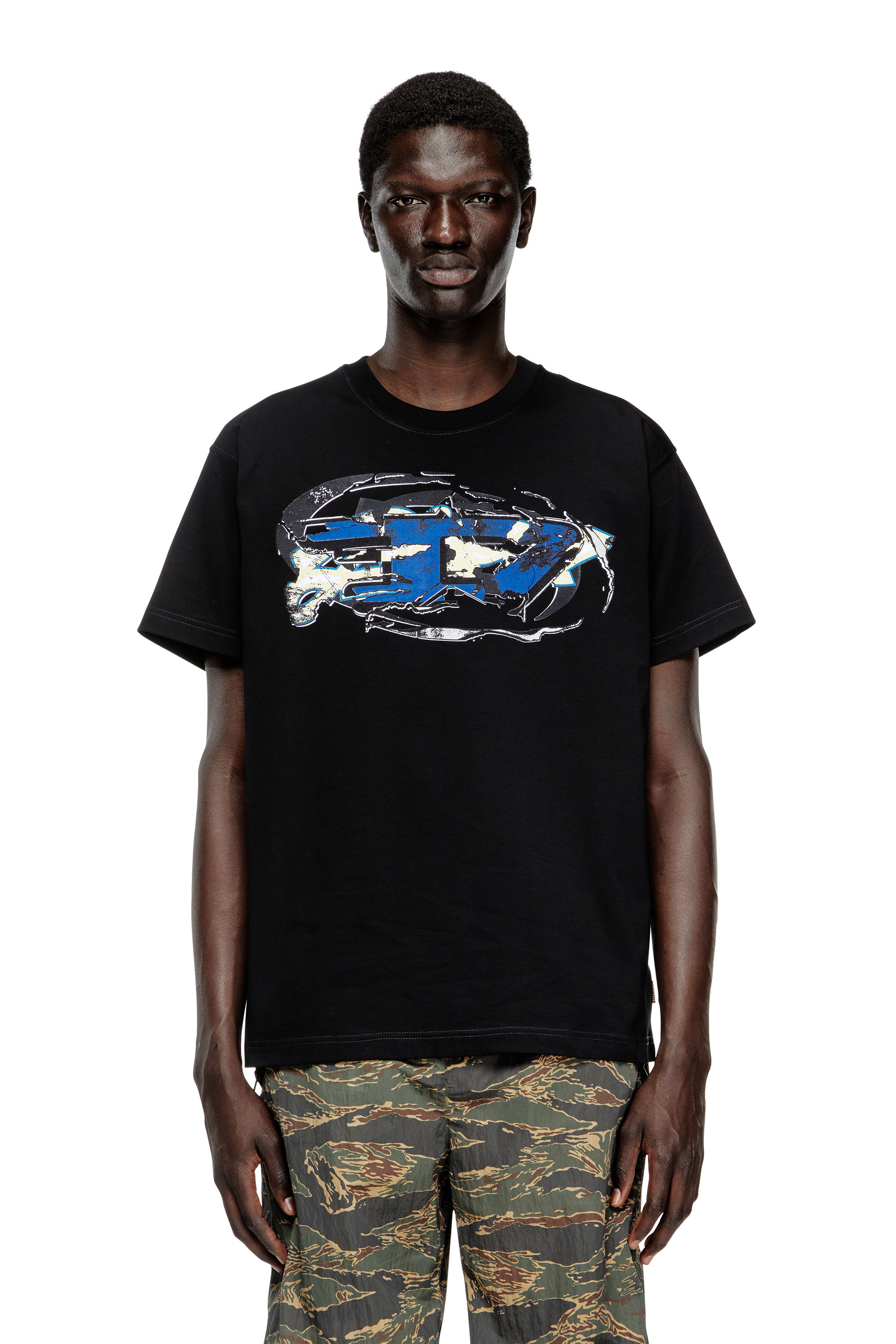 Diesel - T-NORM-T11, T-shirt avec logo Oval D Homme in Noir - 3