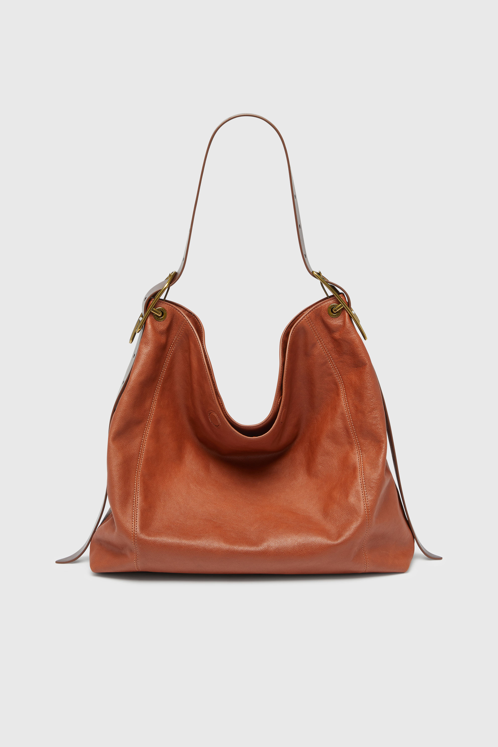 Diesel - D-LINE HOBO L, D-Line-Borsa hobo in pelle lucida Donna in Marrone - 1