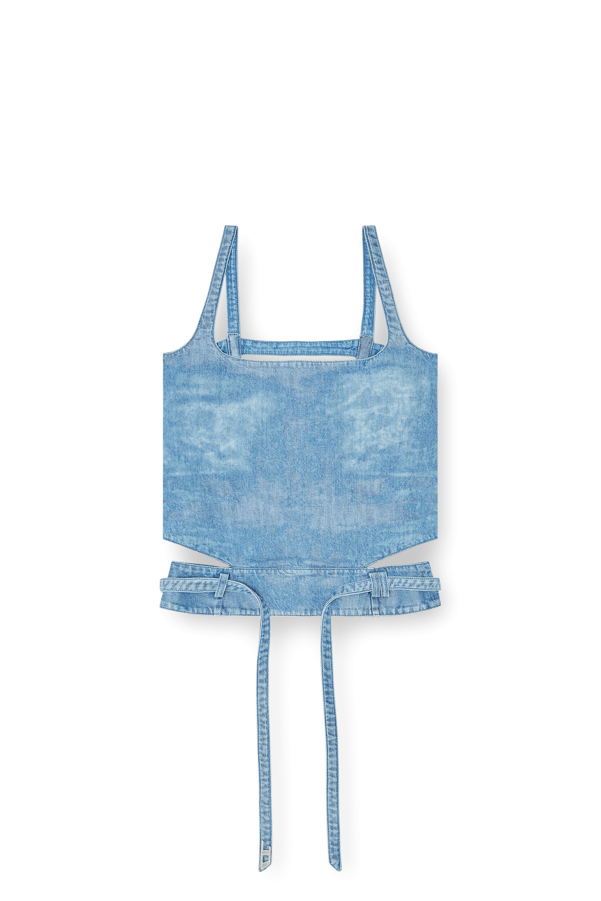 Diesel - DE-SAYRA-FSI2, Top con schiena scoperta in satin denim Donna in Blu - 2