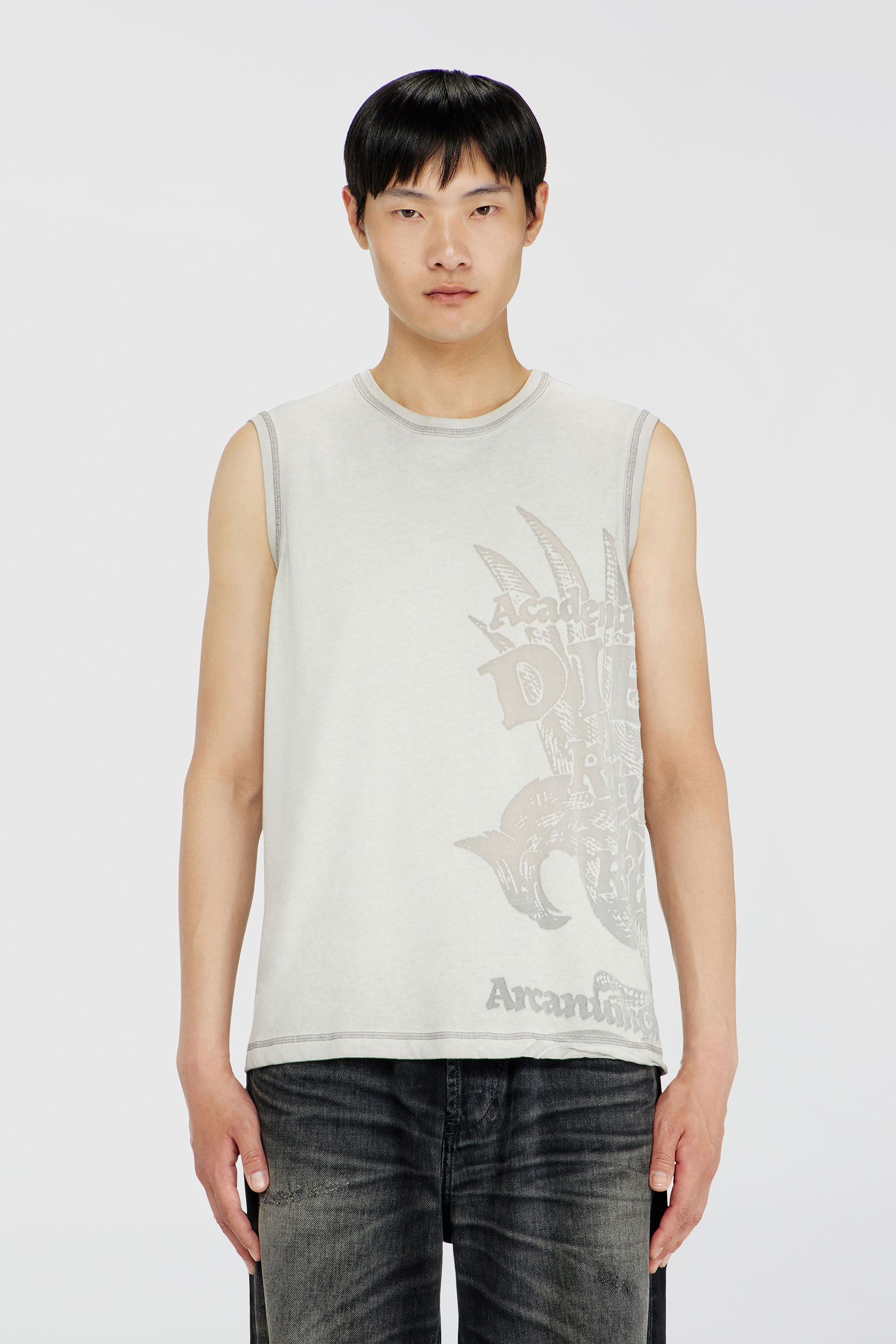 Diesel - T-RAWBISCO, Top smanicato con grafiche in rilievo Uomo in Grigio - 1