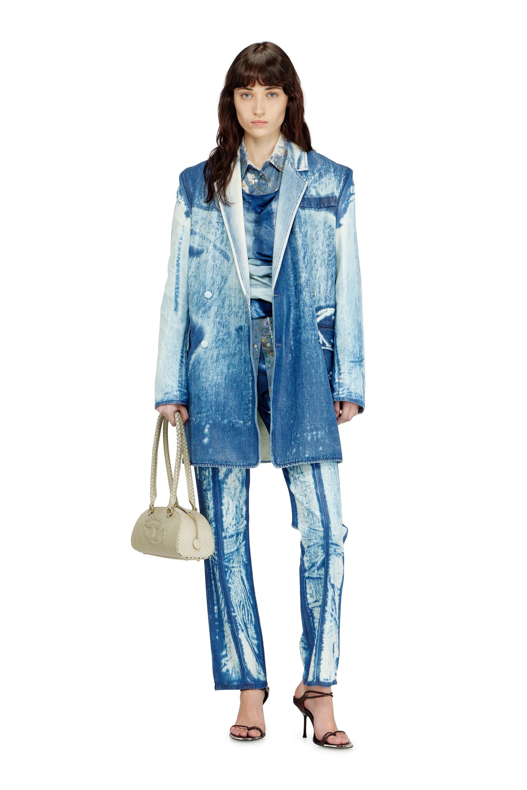 Diesel - 1DR DOME SHOULDER EW, Damen 1DR Dome-Langgezogene Bowlingtasche aus strukturiertem Leder in Beige - 3