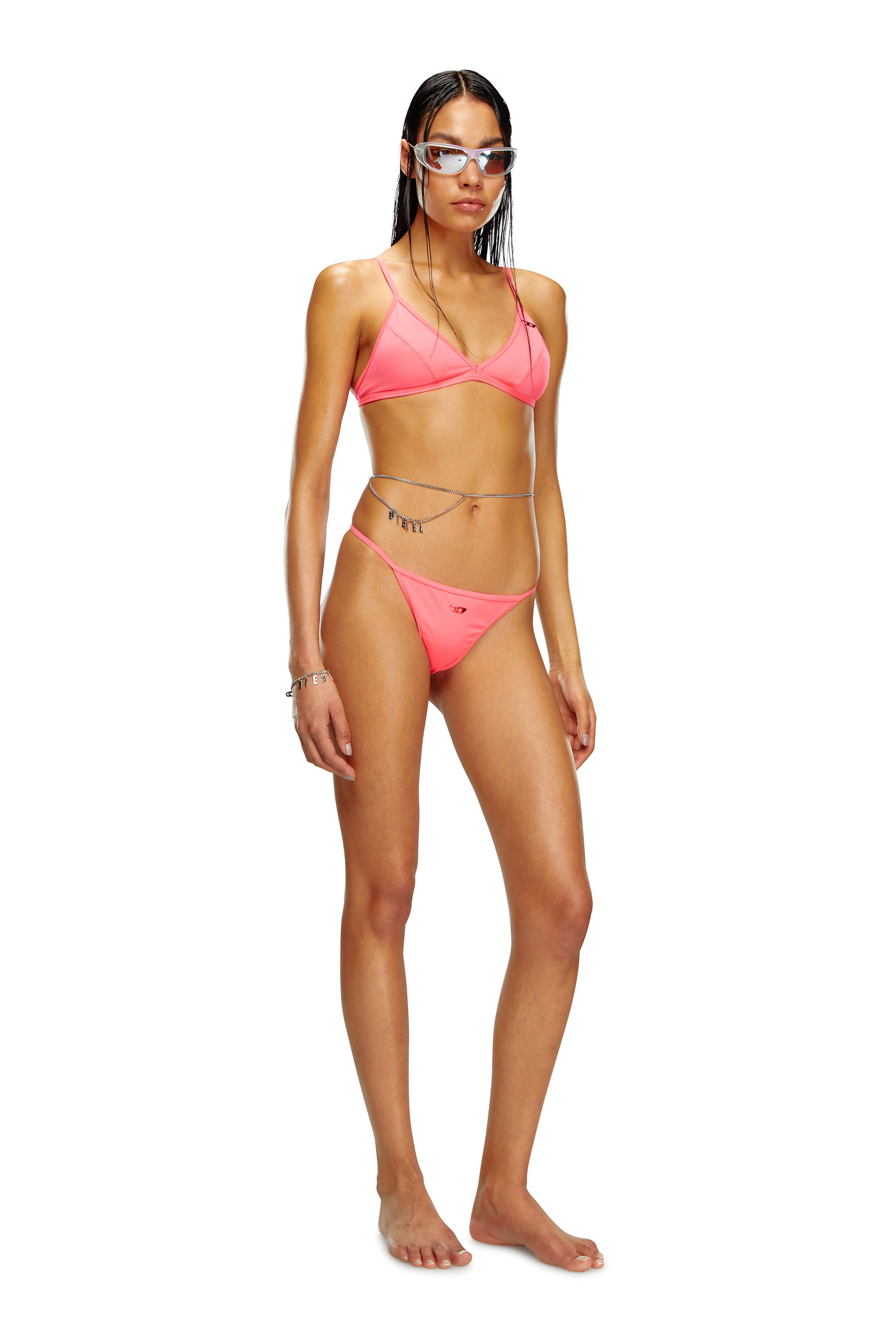 Diesel - BFST-HELENA, Femme Bas de bikini string fluo avec logo D in Rose - Image 1