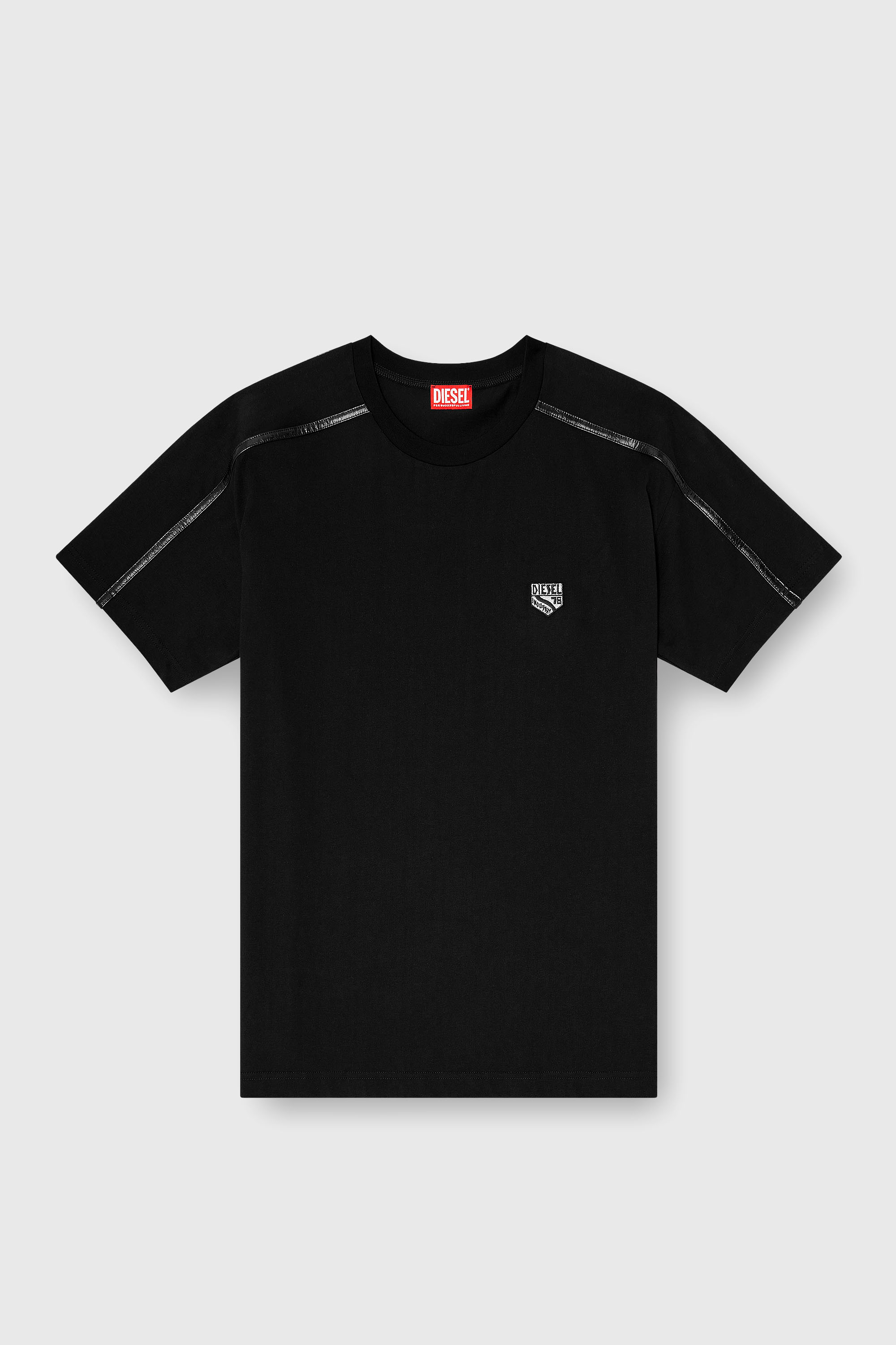 Diesel - T-NORM-FL, T-shirt avec finitions contrastantes et patch logo Homme in Noir - 2