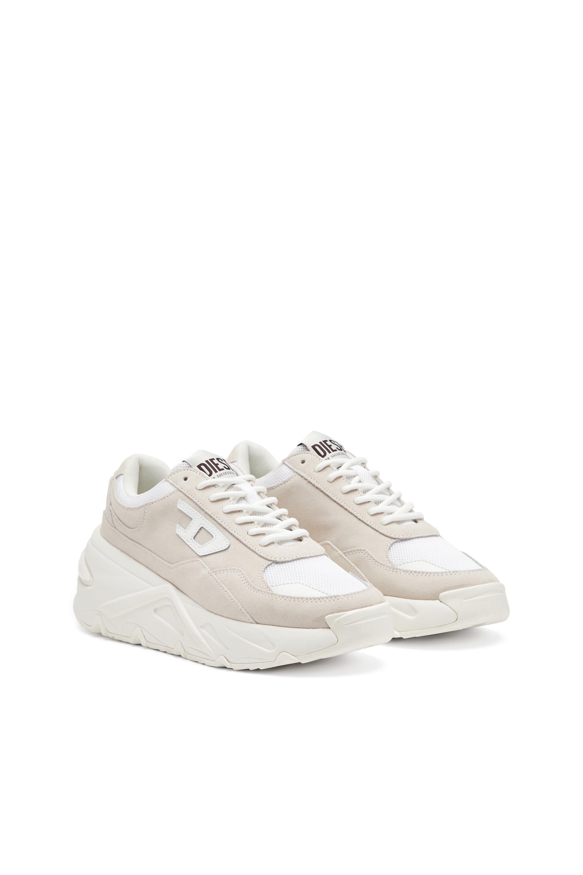 Diesel - S-SAVANNAH W, Sneakers compensées en cuir suédé et mesh Femme in Blanc - 2