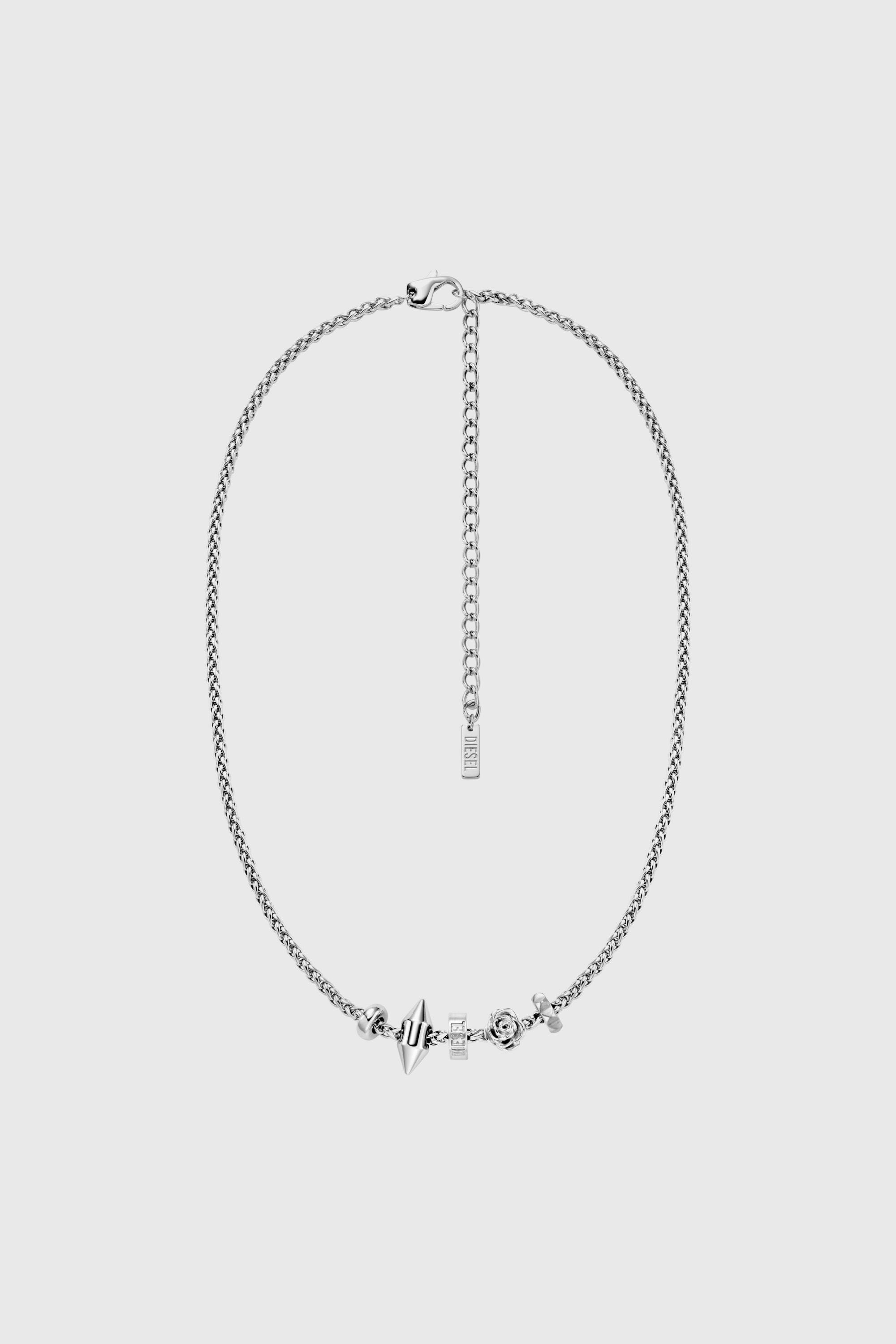 Diesel - DX1623040 JEWELLERY, Collier &agrave; breloque en acier inoxydable Mixte in Gris argent&eacute; - 1