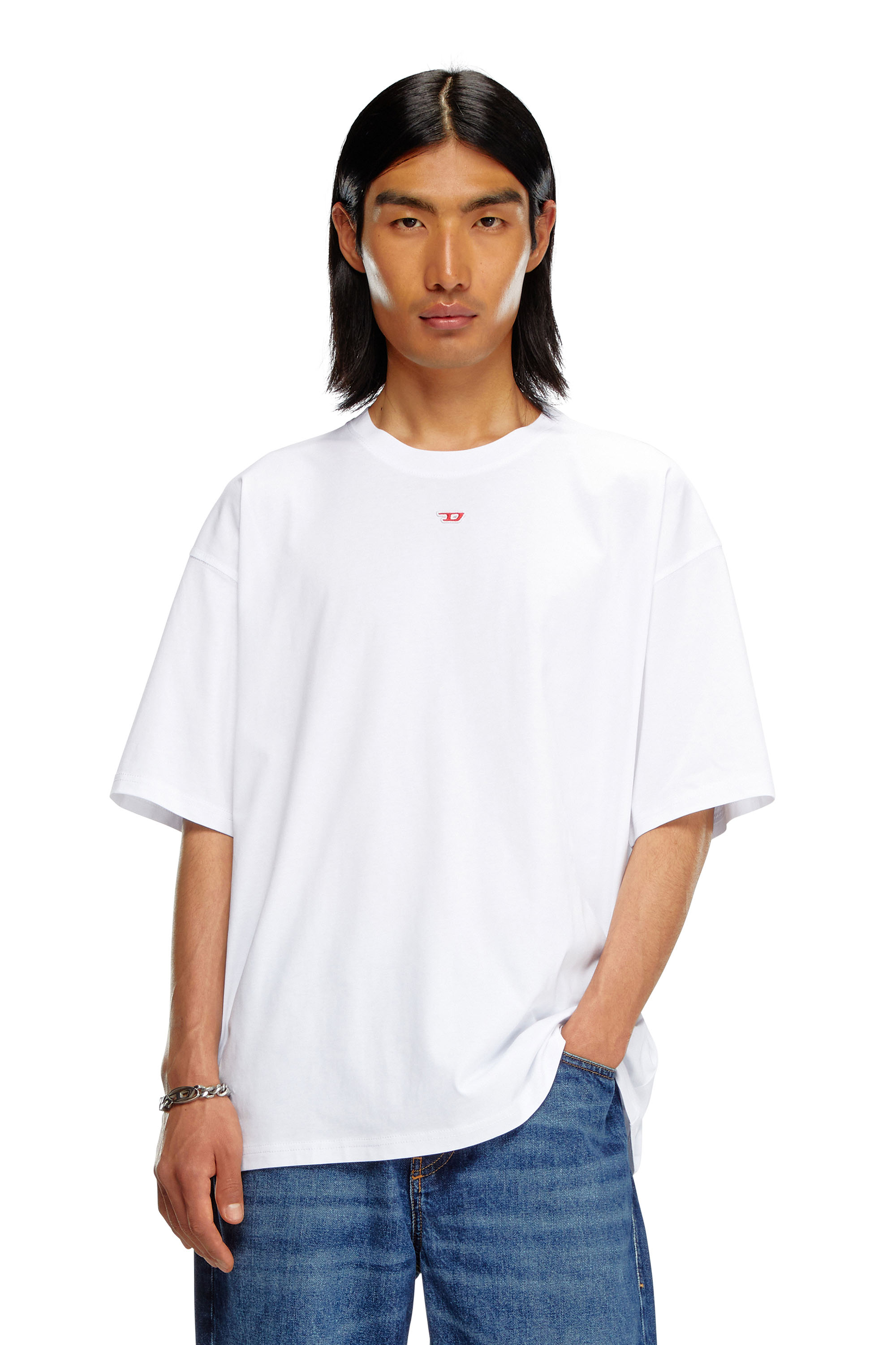 Diesel - T-BOXT-D, Unisex T-shirt con patch D ricamato in Bianco - Image 1