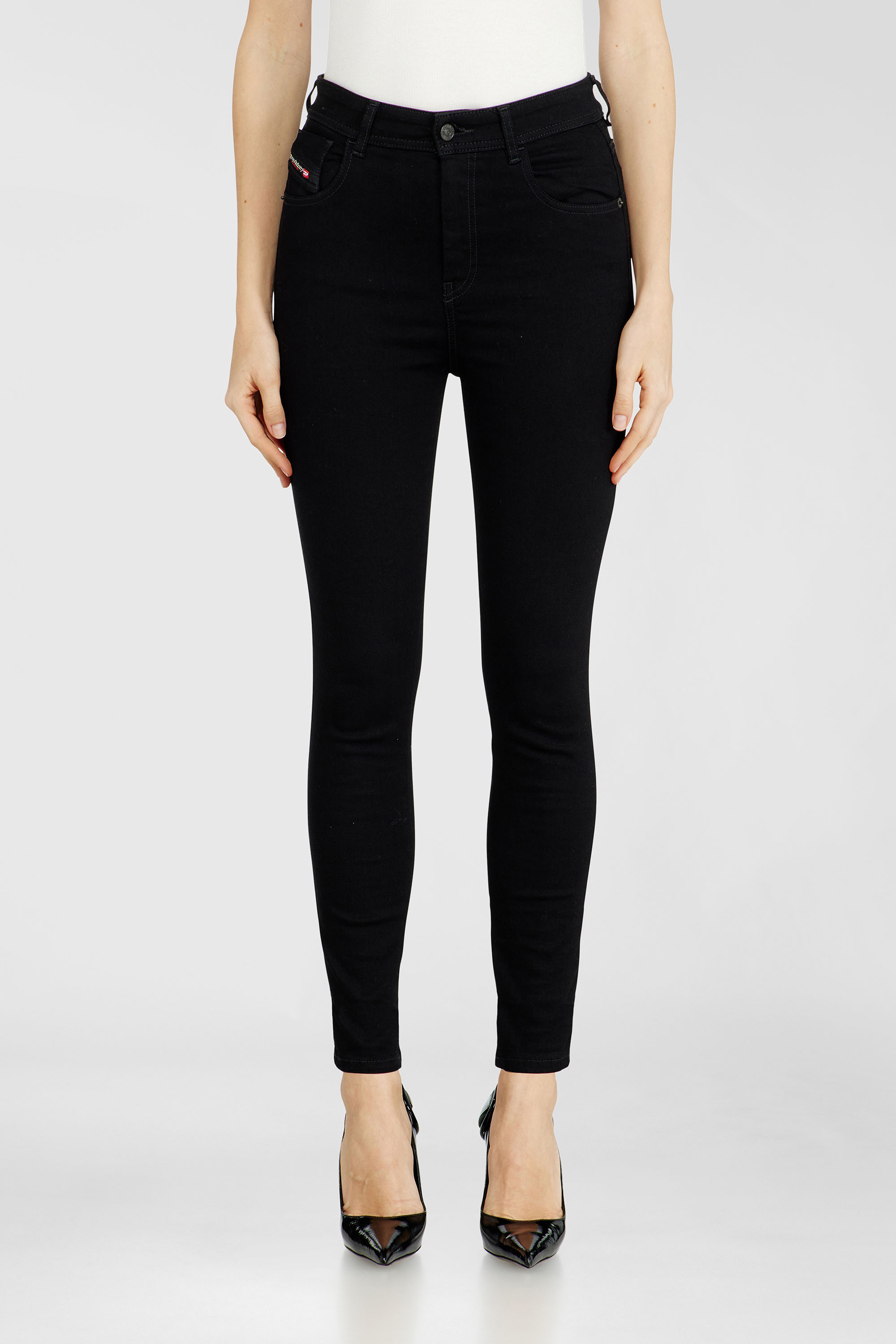 Diesel - Skinny Jeans 1984 Slandy-High 069EF Donna, Nero/Grigio scuro - Image 1