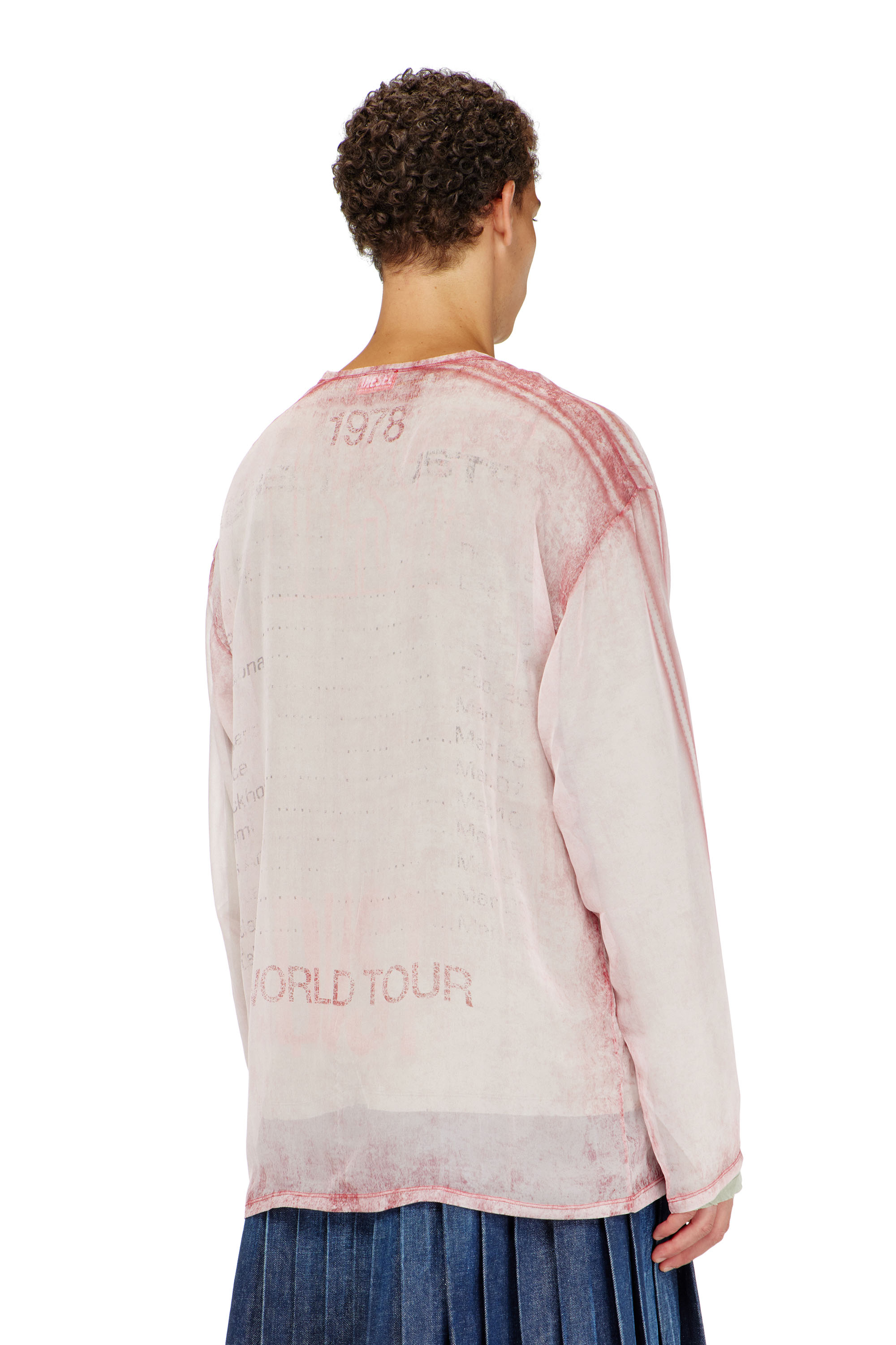 Diesel - T-DOUBLEX-LS, Herren Transparentes Chiffon-Top mit Konzertgrafiken in null - 4