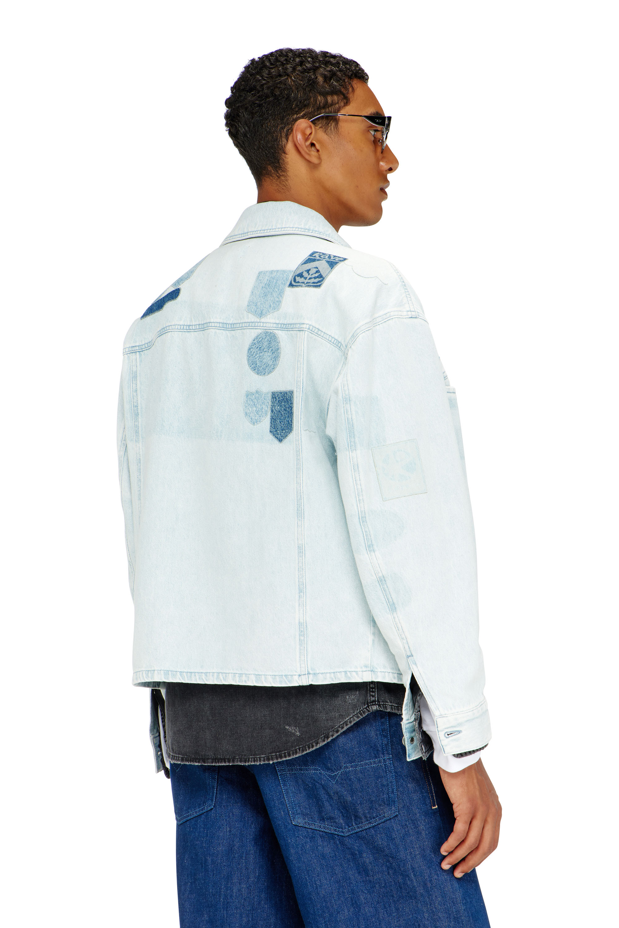 Diesel - D-RYMAVO-S, Unisex Denim overshirt mit patch-effekten in Hellblau - 4