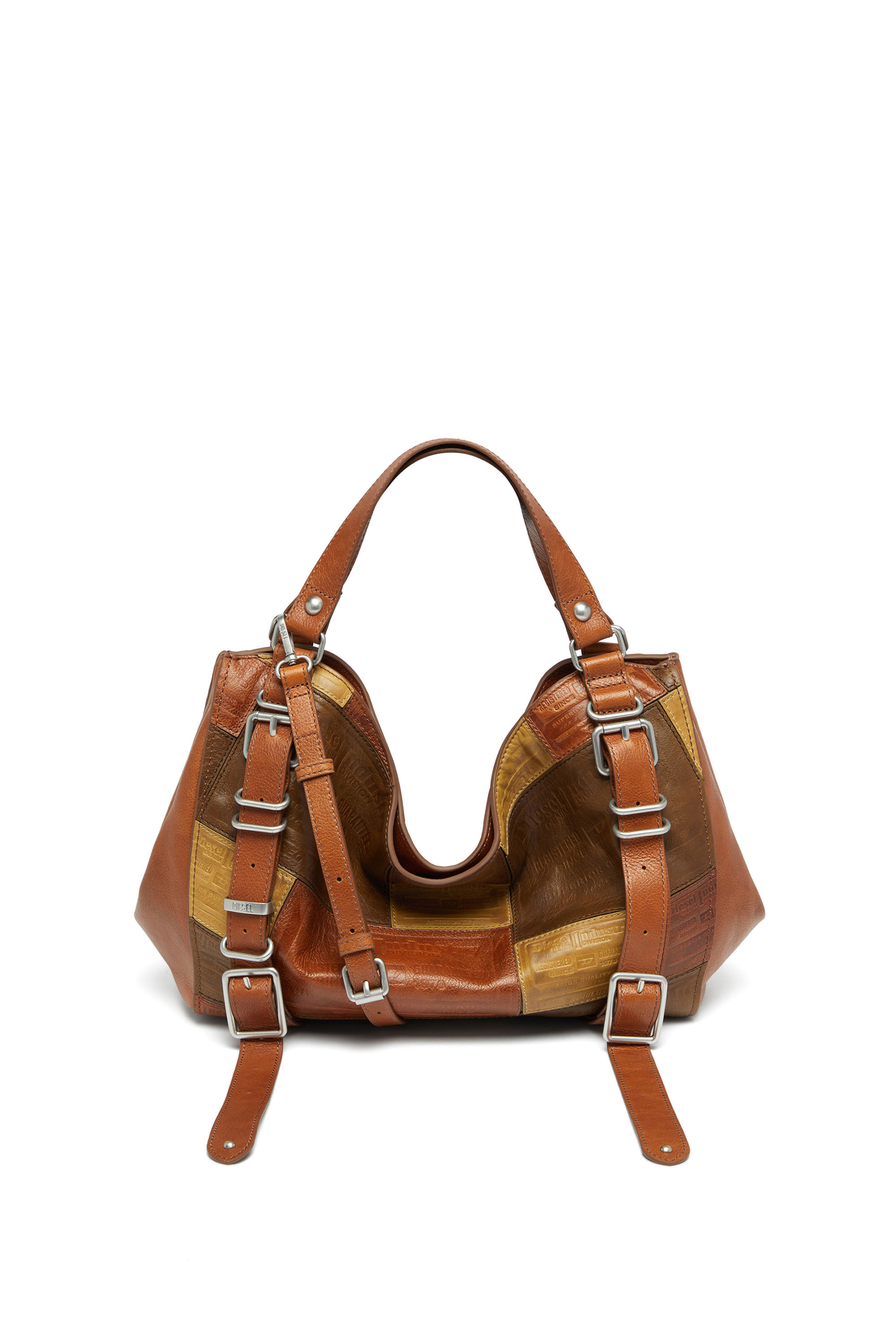 Diesel - D-ONE TOPHANDLE M, Unisex D-One-Medium Henkeltasche aus Patchwork-Leder in Braun - 1