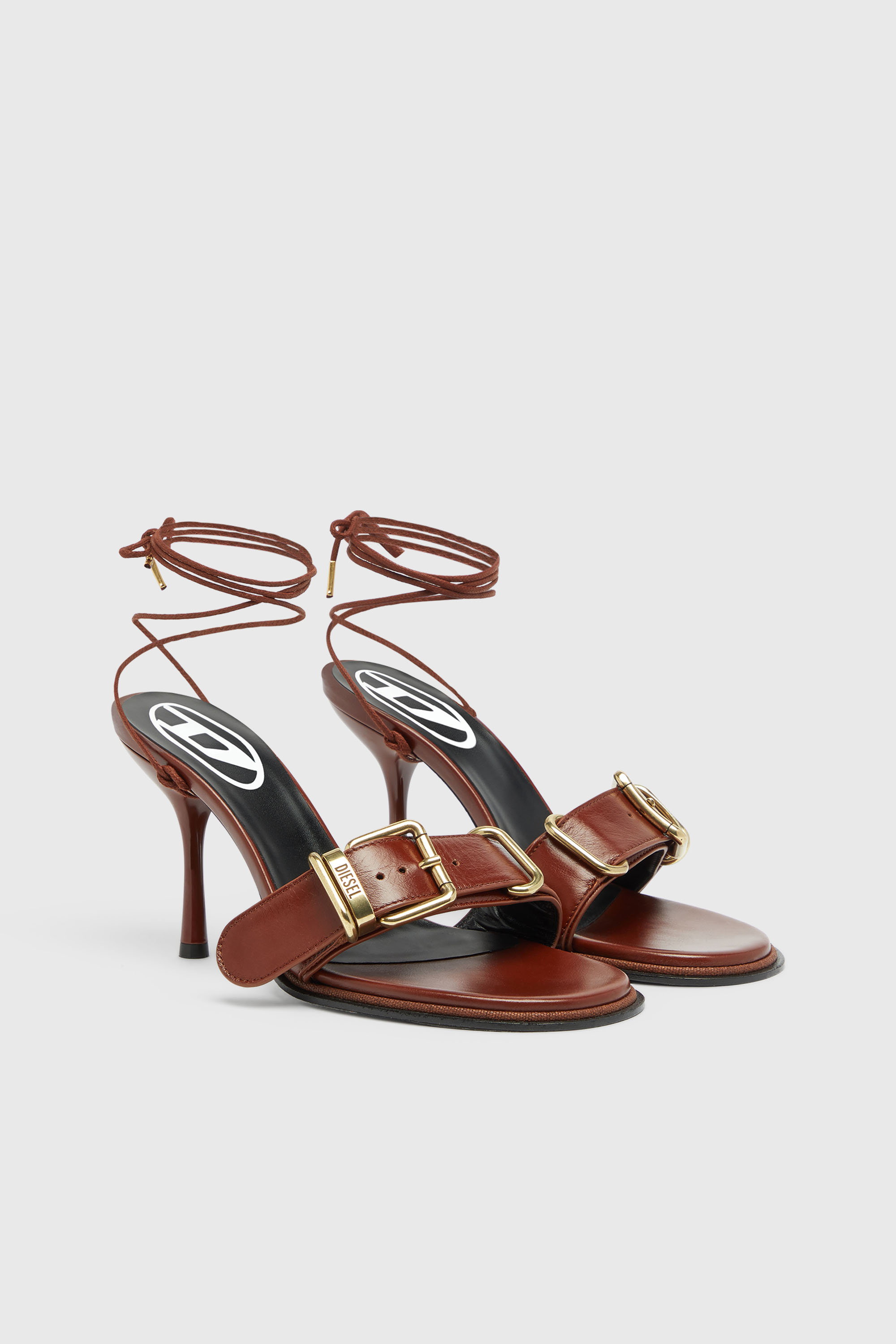 Diesel - D-COCCO-90-SA, D-Cocco-Sandales &agrave; brides cheville en cuir Femme in Marron - 3
