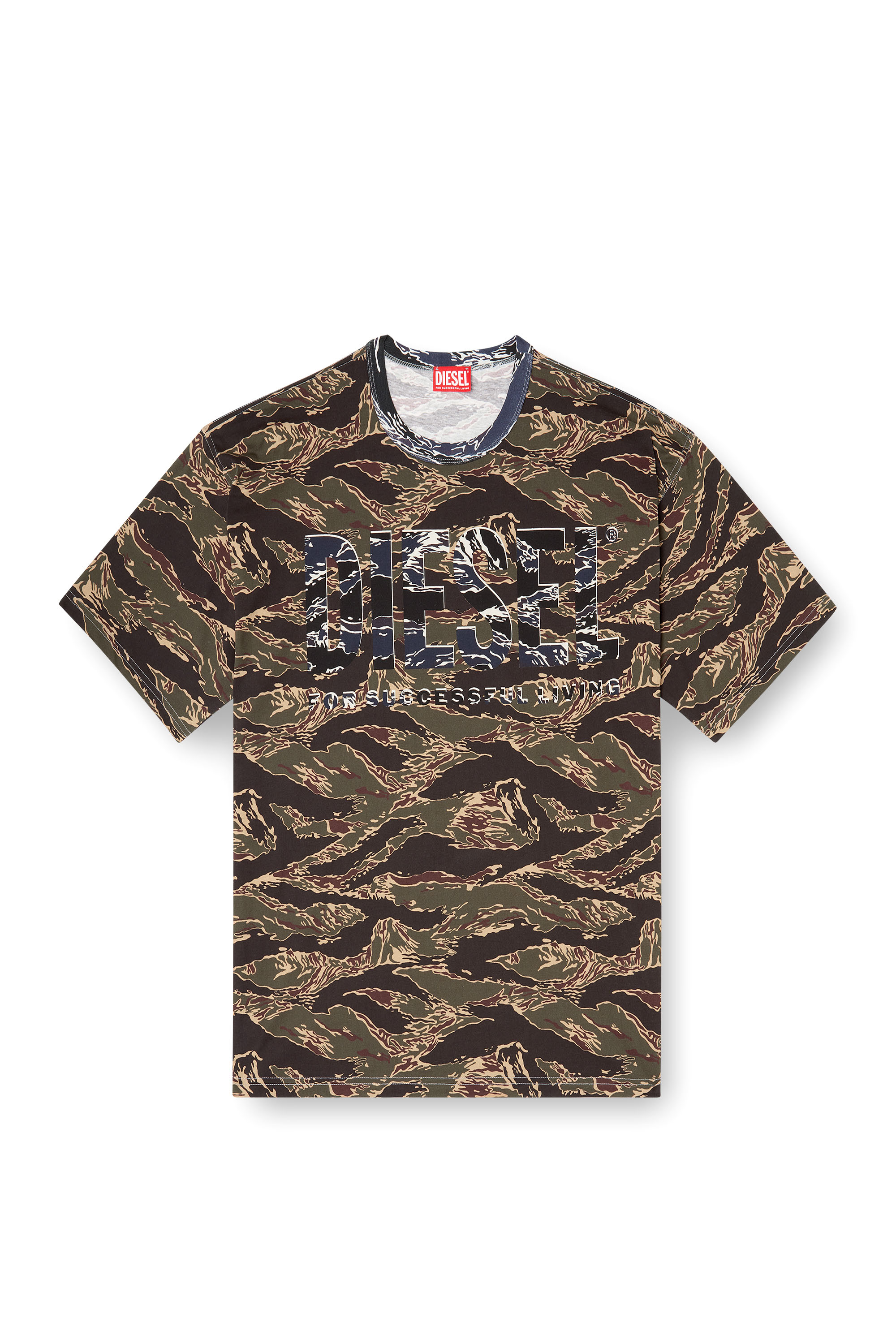 Diesel - T-BOXT-T22, T-shirt con motivo e logo camouflage Uomo in Verde - 2