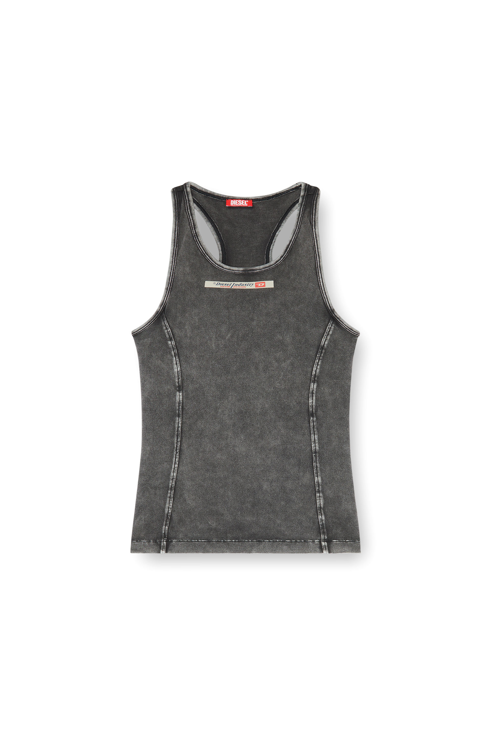 Diesel - IRENE-DNM, Canotta in cotone con effetto lavorato Donna in Grigio - 2