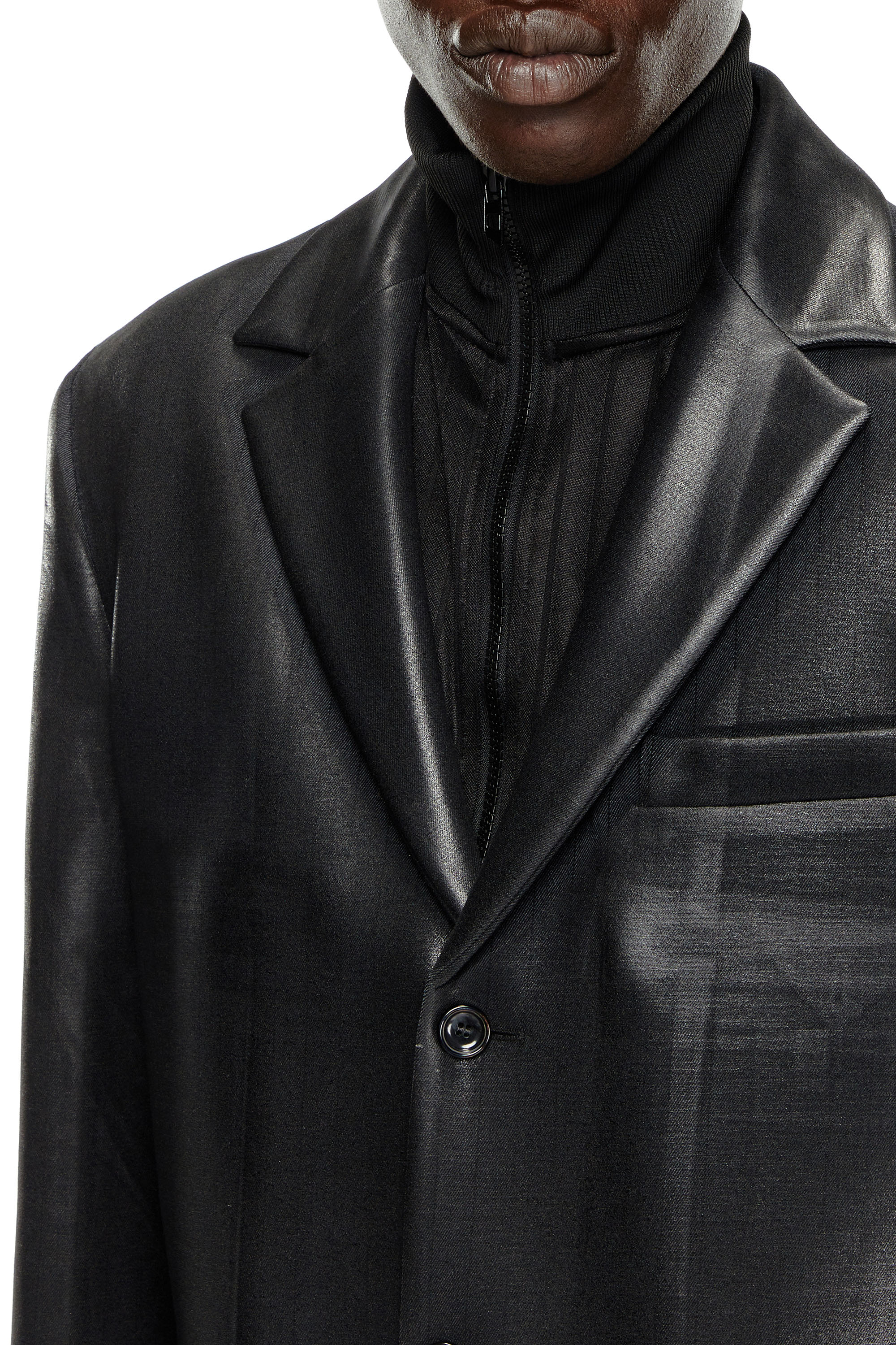 Diesel - J-DENNER, Man Coat in pinstriped cool wool in Black - Image 5