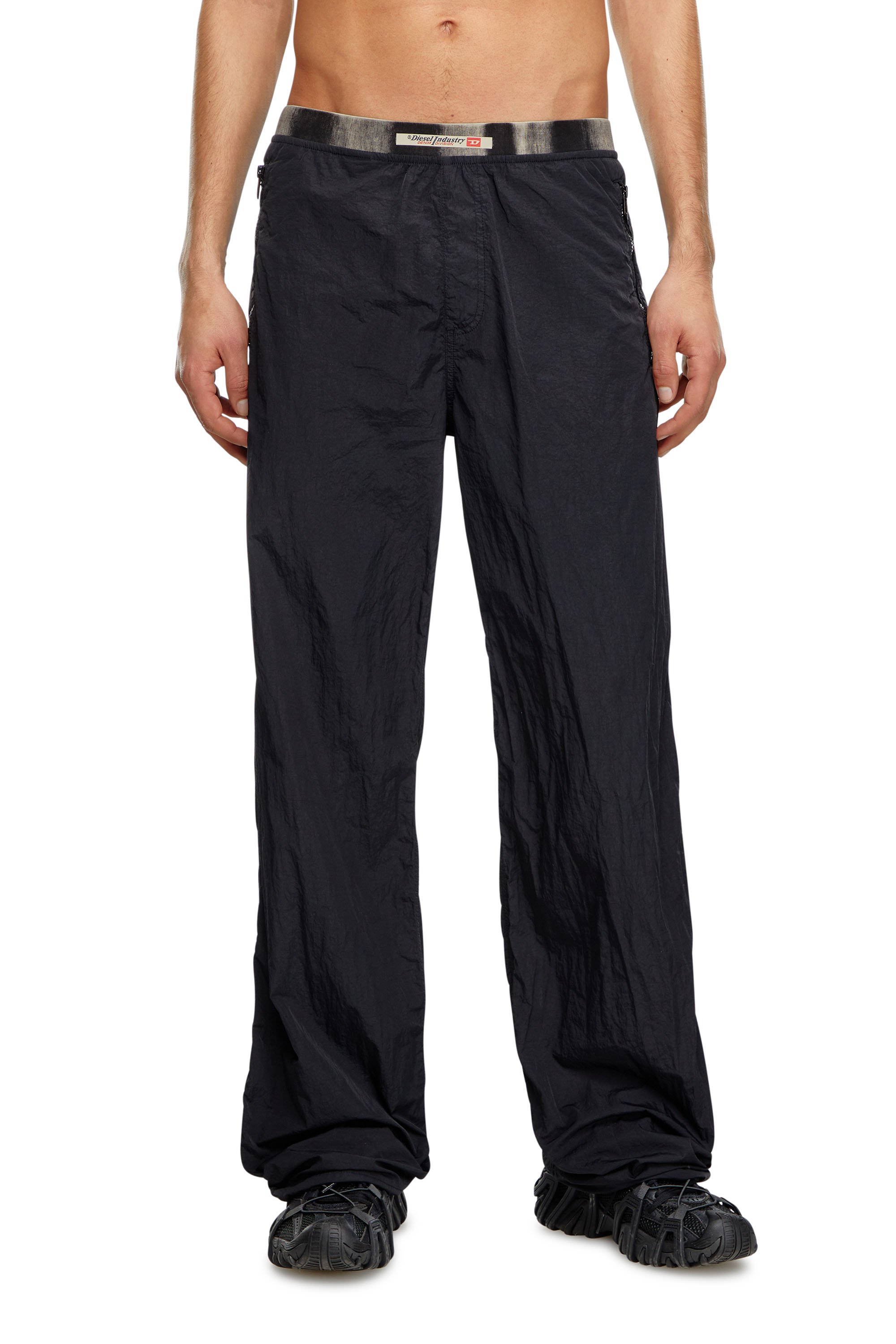 Diesel - P-POST, Man Lightweight pants in wrinkled nylon in Black - Image 2