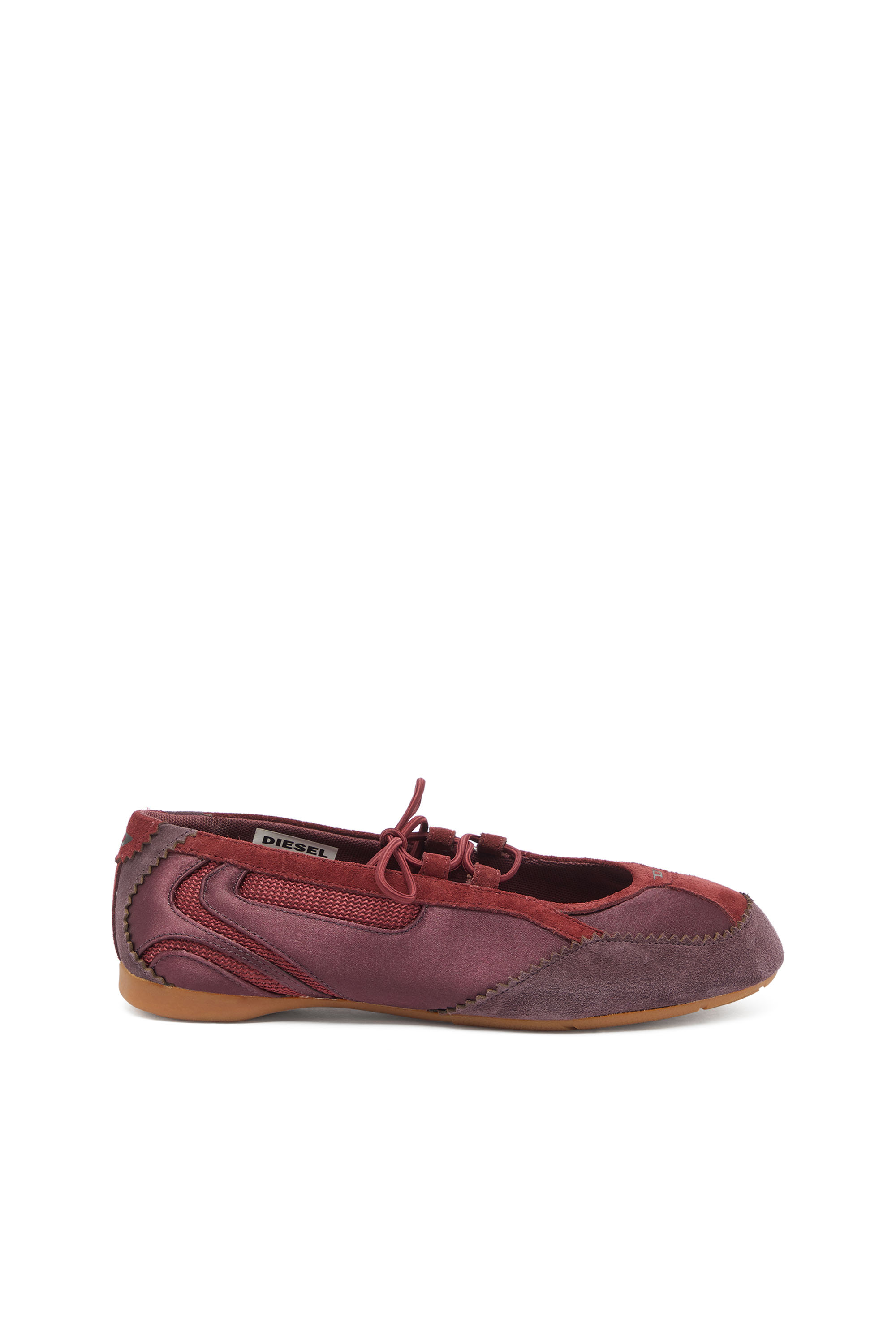 Diesel - D-MILE BALLERINA LACE UP II W, D-Mile - Ballerines &agrave; lacets en cuir et mesh Femme in Rouge - 1