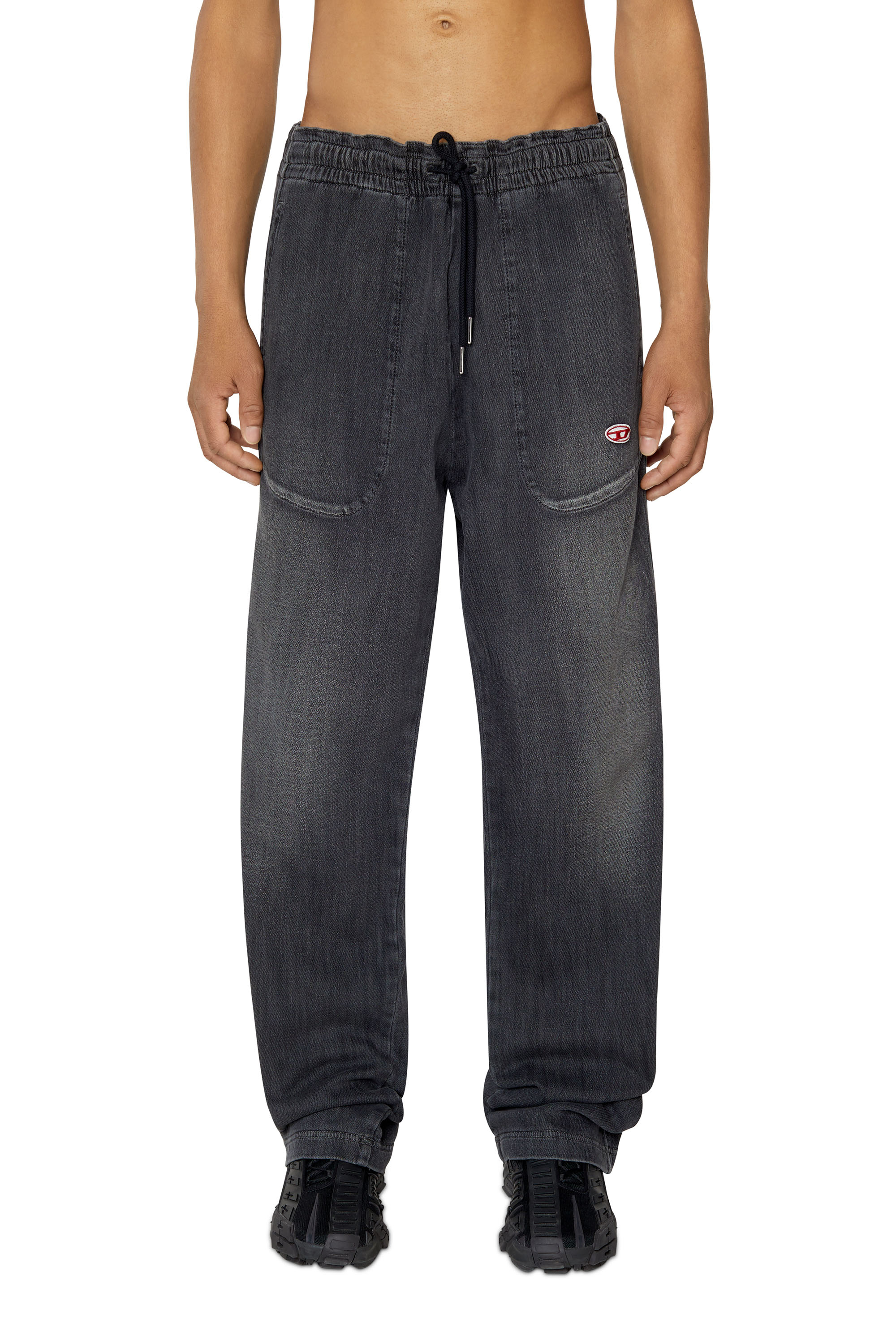Diesel - Straight D-Martians Track Denim 09E30, Nero/Grigio scuro - Image 1