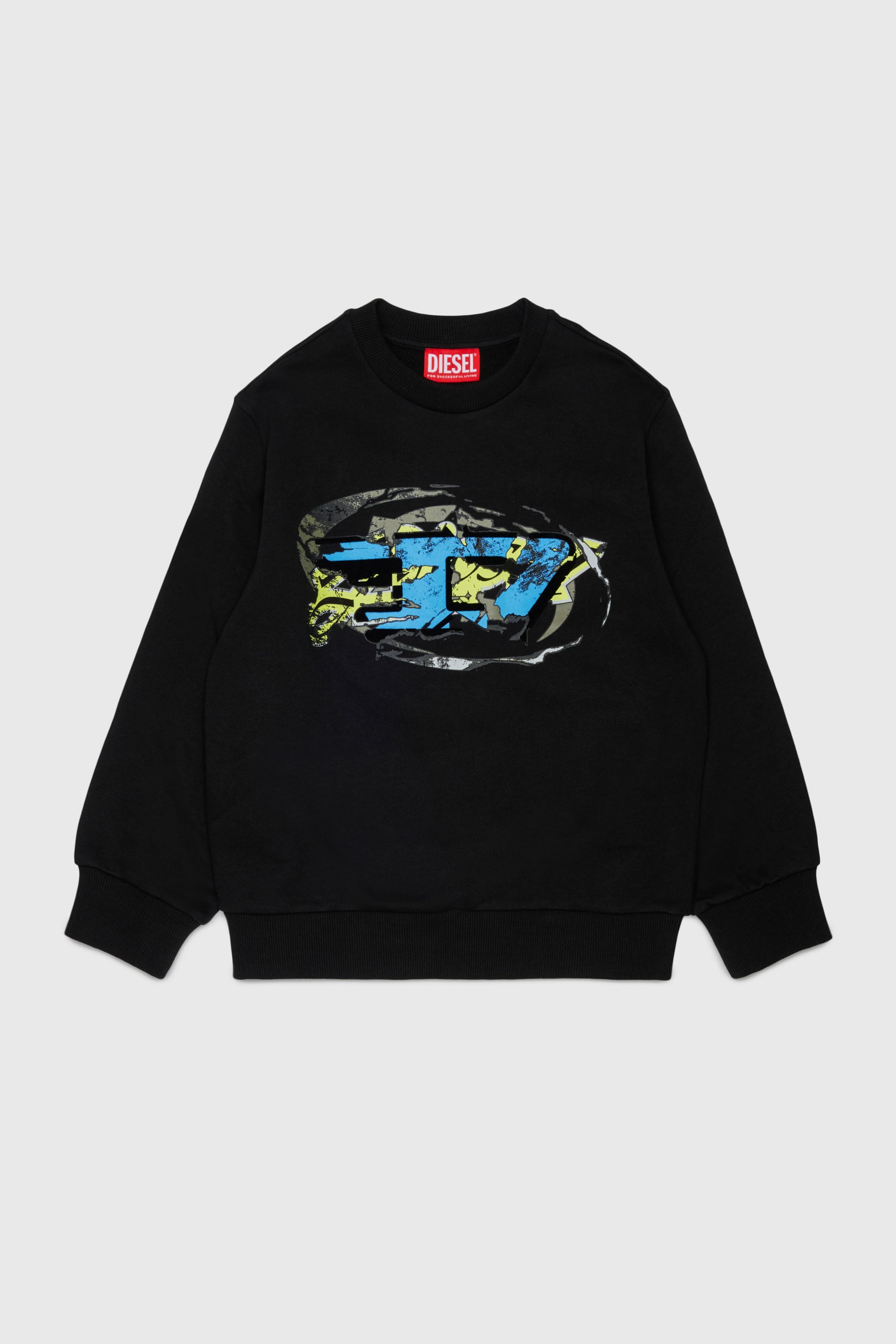 Diesel - SCRAP OVER, Sweat-shirt avec imprim&eacute; graphique Oval D Homme in Noir - 1