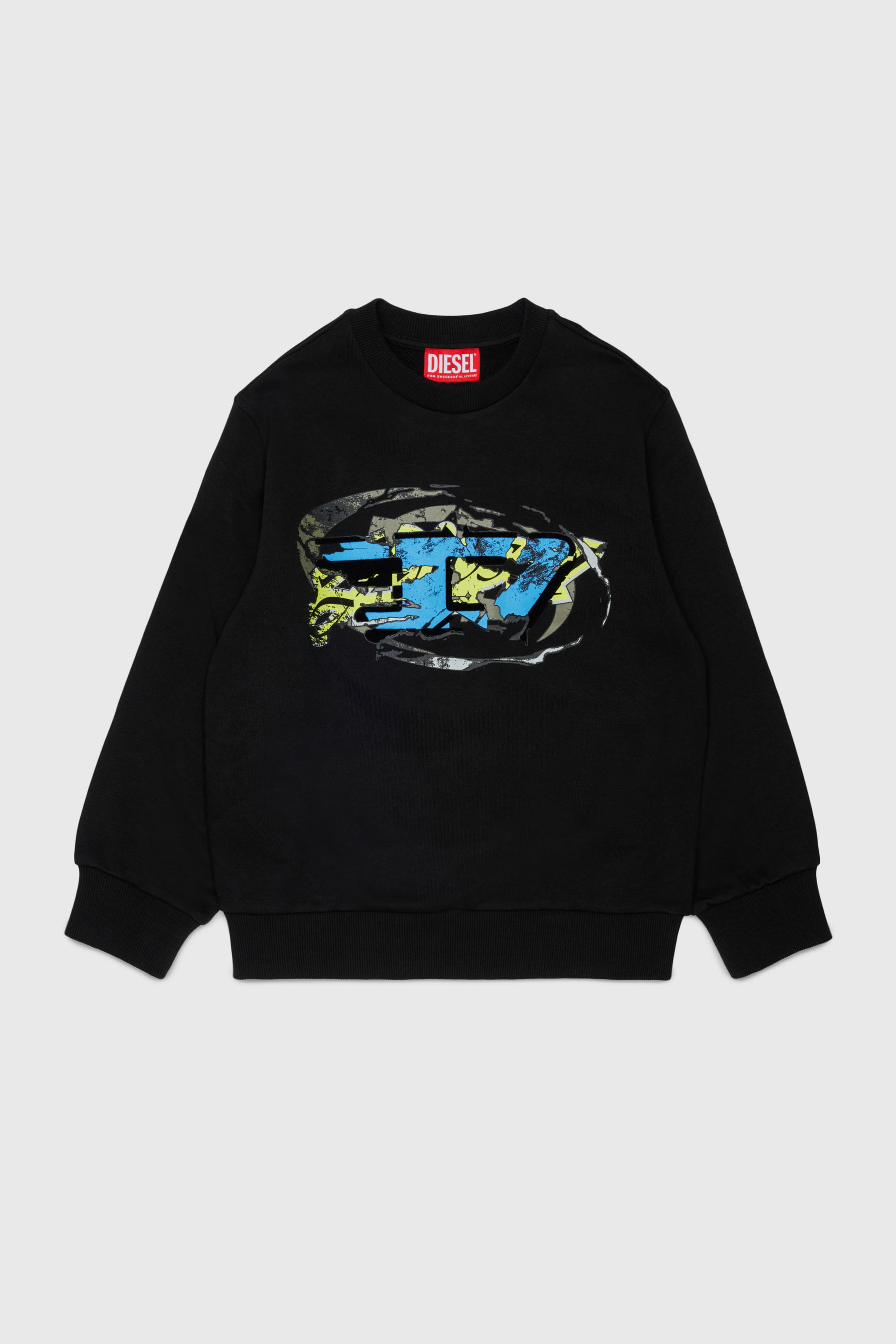 Diesel - SCRAP OVER, Felpa con stampa grafica Oval D Uomo in Nero - 1