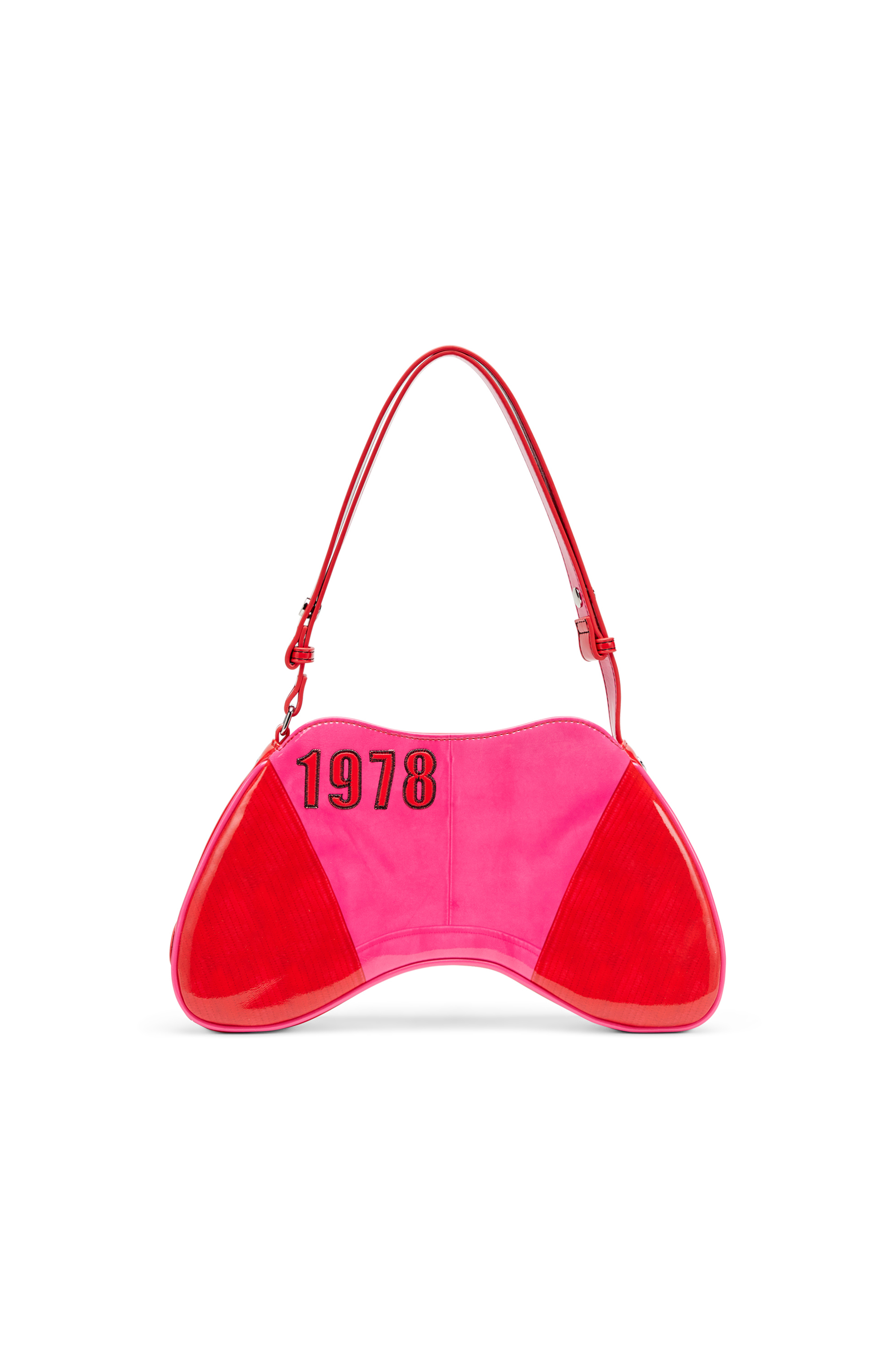 Diesel - PLAY SHOULDER, Play-Sac à bandoulière brillant avec détails de motard Femme in Rose - 3