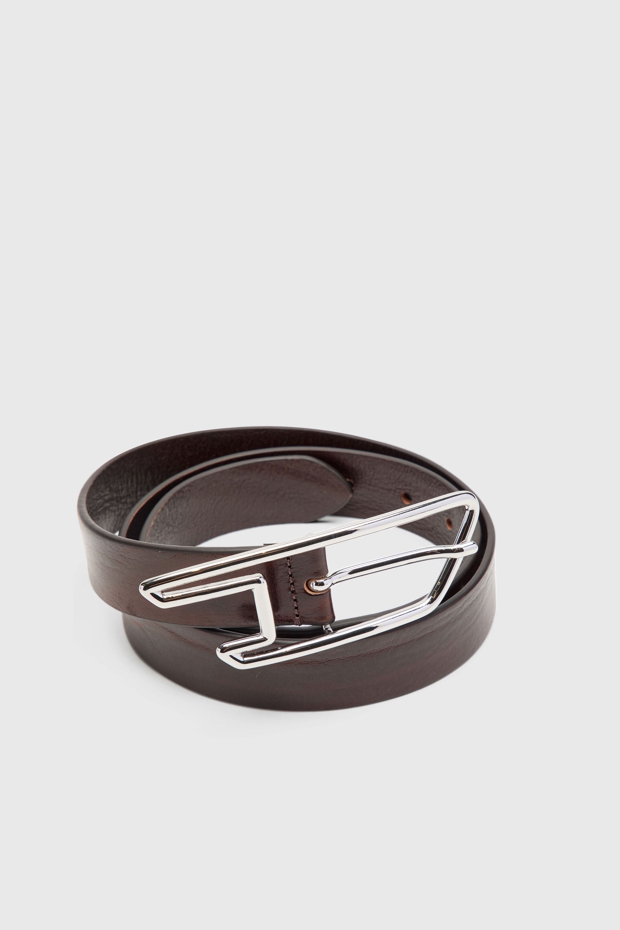 Diesel - B-D LINE 30, Ceinture 3 cm en cuir cir&eacute; avec boucle D-logo Mixte in Marron - 2