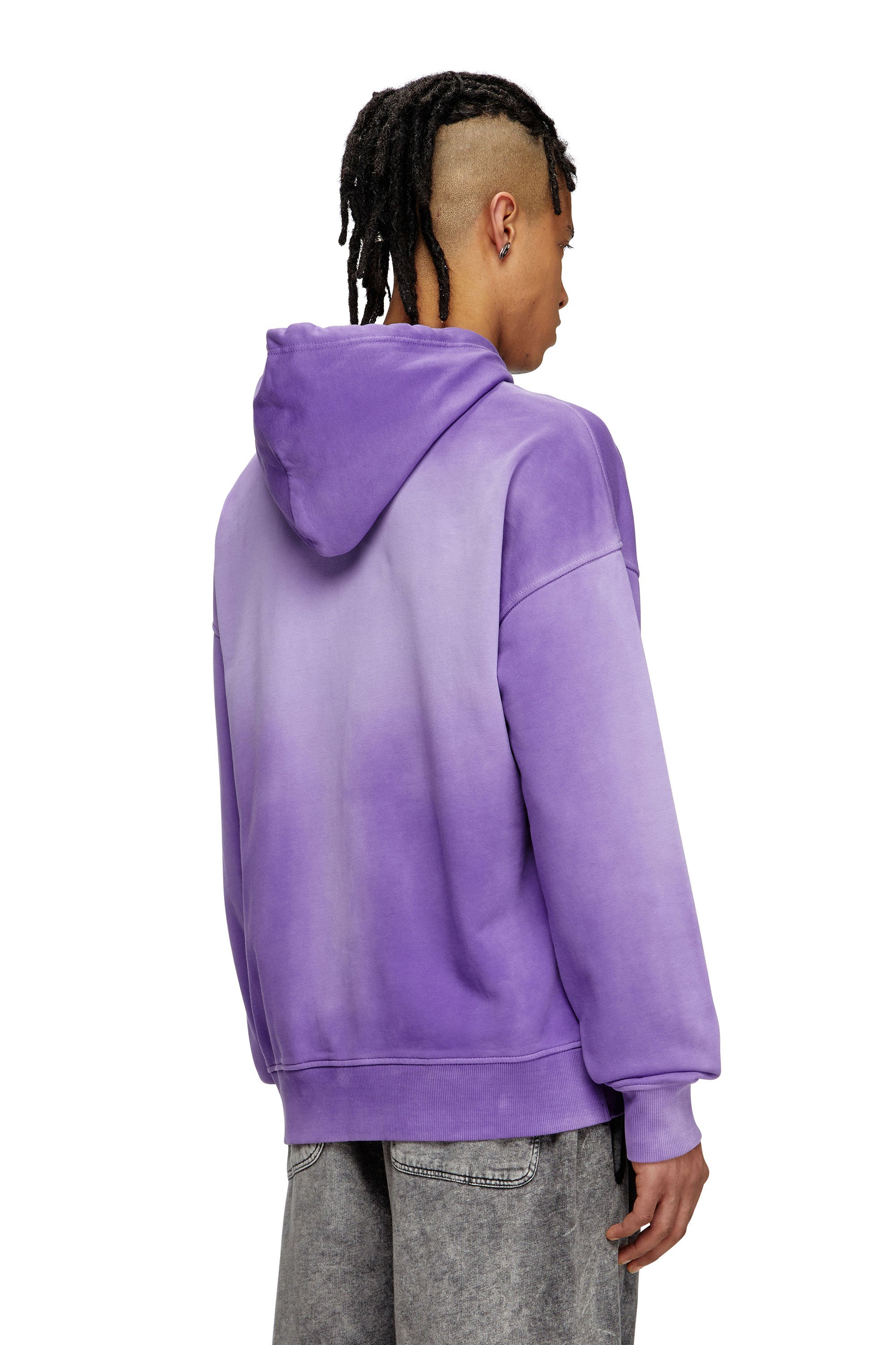 Diesel - S-ROB-HOOD-R2, Sweat-shirt à capuche délavé avec micro-logo brodé Homme in Violet - 4