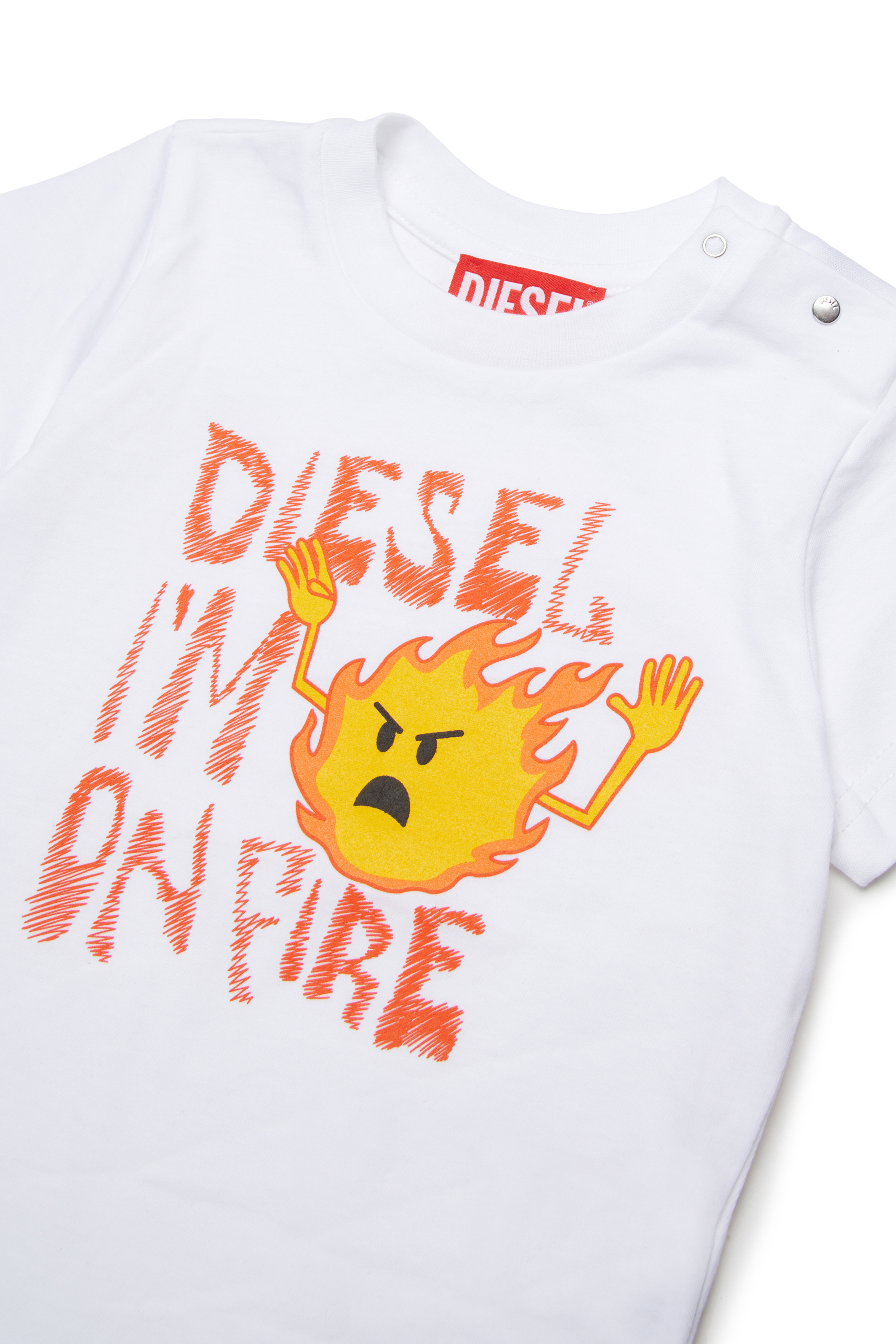 Diesel - TPIRB, T-shirt avec imprim&eacute; feu Homme in Blanc - 3