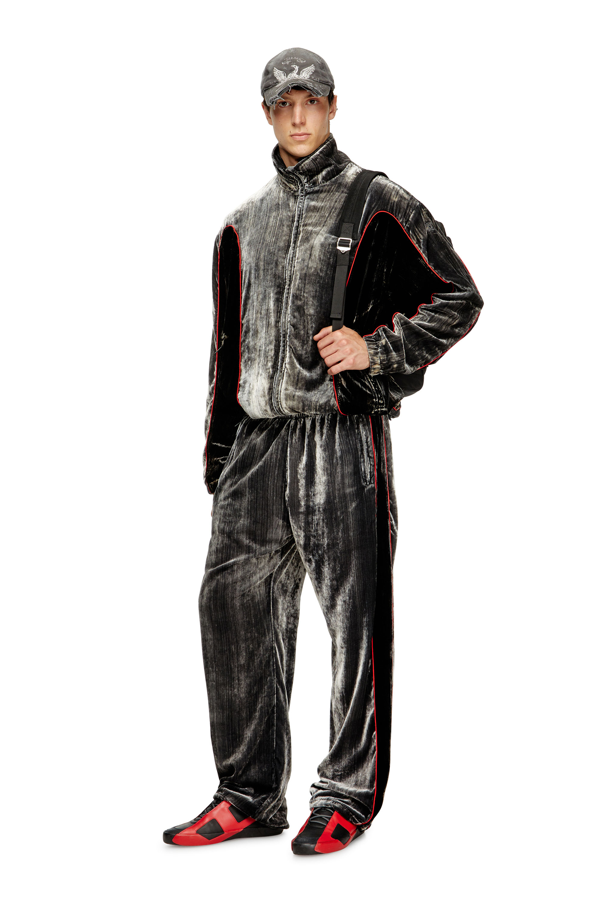 Diesel - P-HAY, Pantalon de survêtement en velours traité Homme in Gris - 2